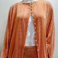 Charles Patricia Lester 1970s Fortuny Style Burnt Velvet Pleated Top & Skirt Set