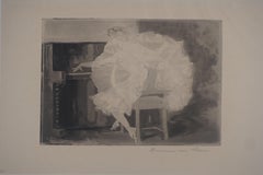 Bailarina tocando el piano - Grabado original, Firmado
