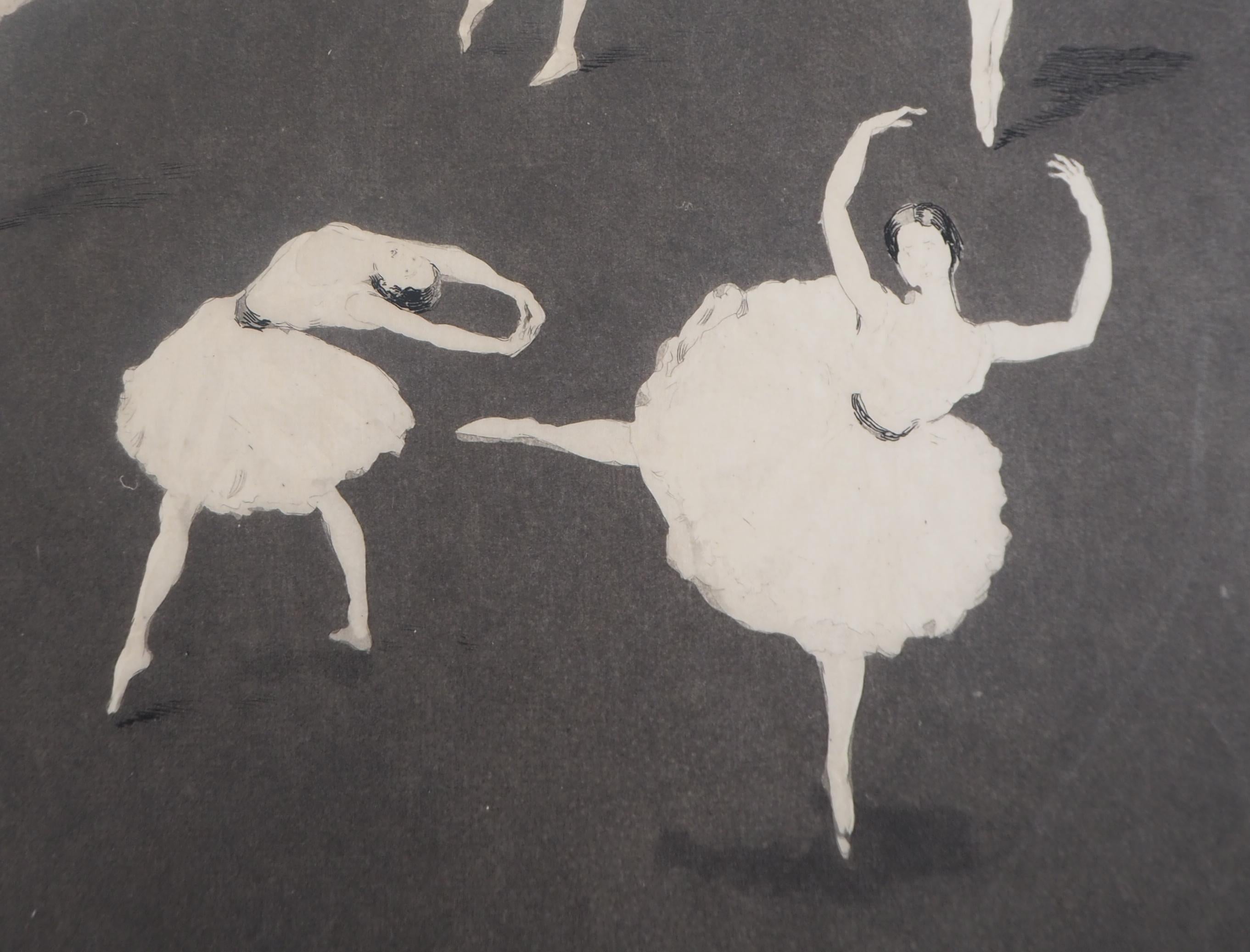 Ballet Positions - Original etching, Signed - Art Nouveau Print by Charles Paul Renouard