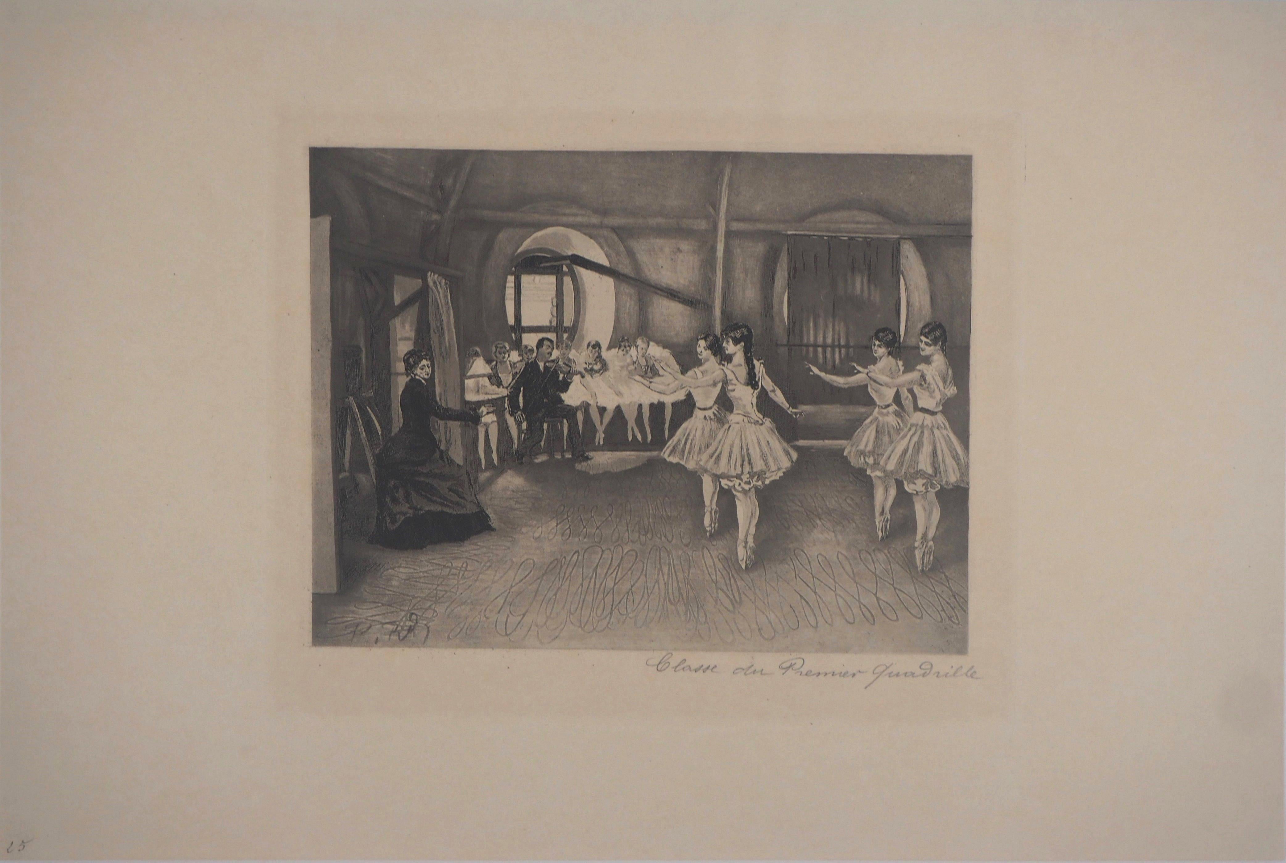 Charles Paul Renouard Figurative Print - Dancing Class - Original etching, Signed