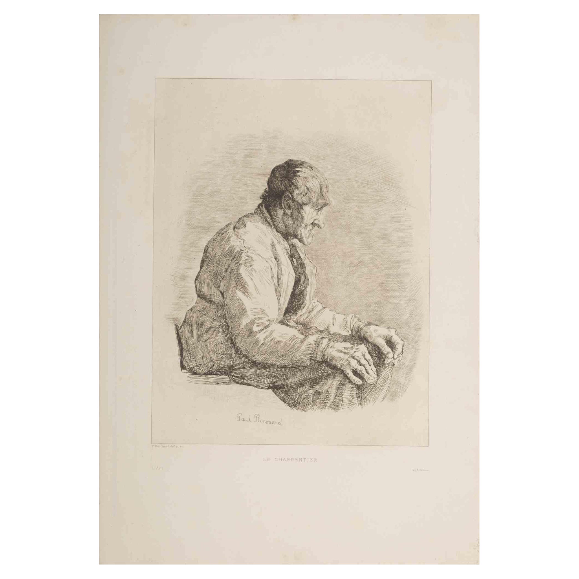 Le Charpentier  - Etching by C.P. Renouard - Late 1900