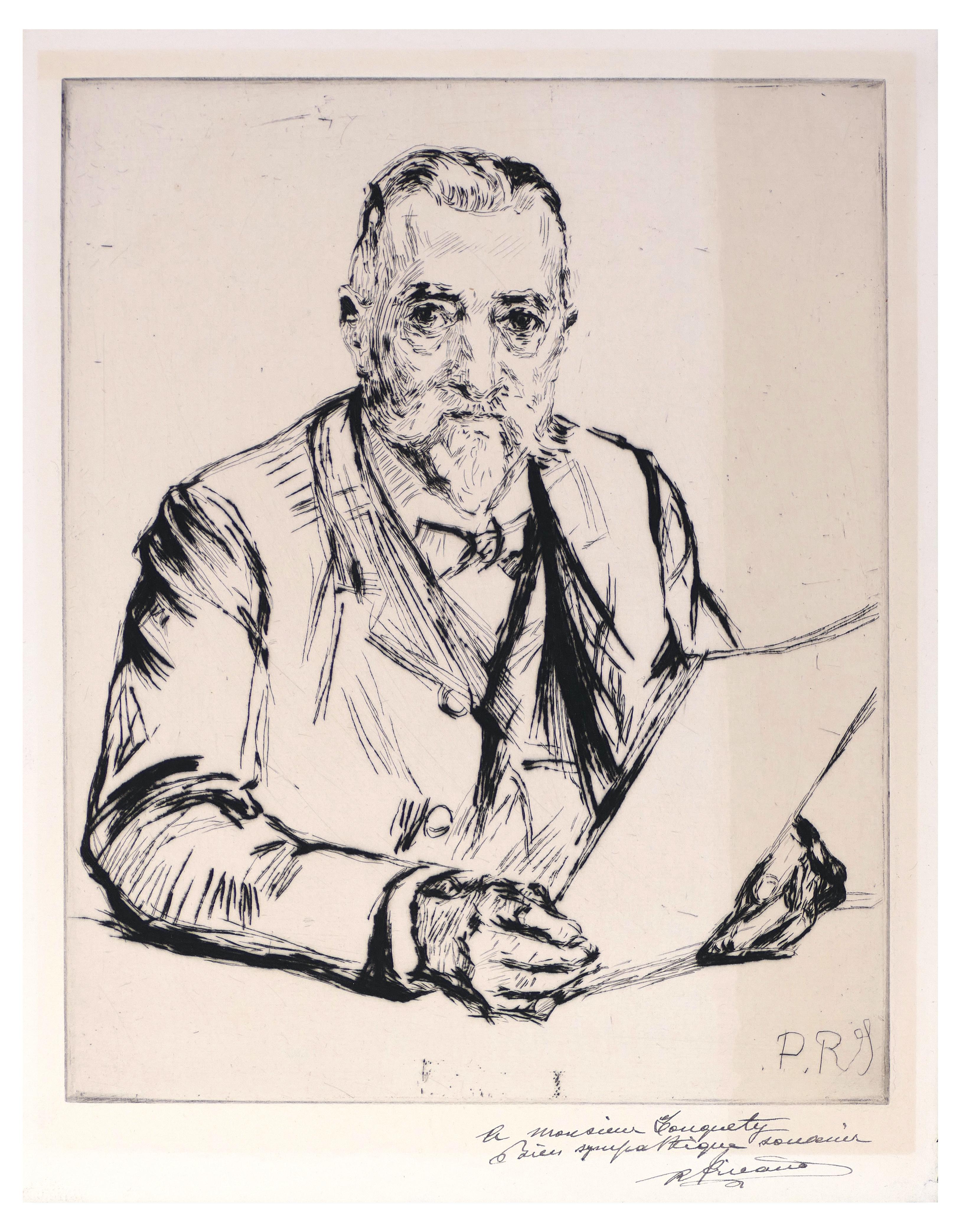 Charles Paul Renouard Portrait Print - Portrait d'un Homme - Etching and Drypoint by C.P. Renouard - Early 1900