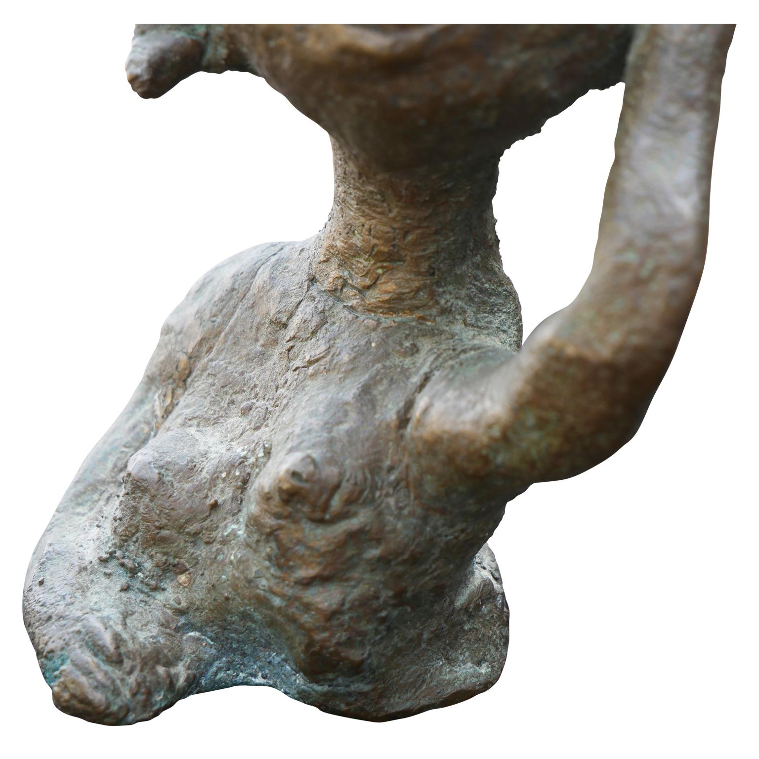 Modern Abstract Figurative Bronze Sculpture Bust of a Nude Young Female 1