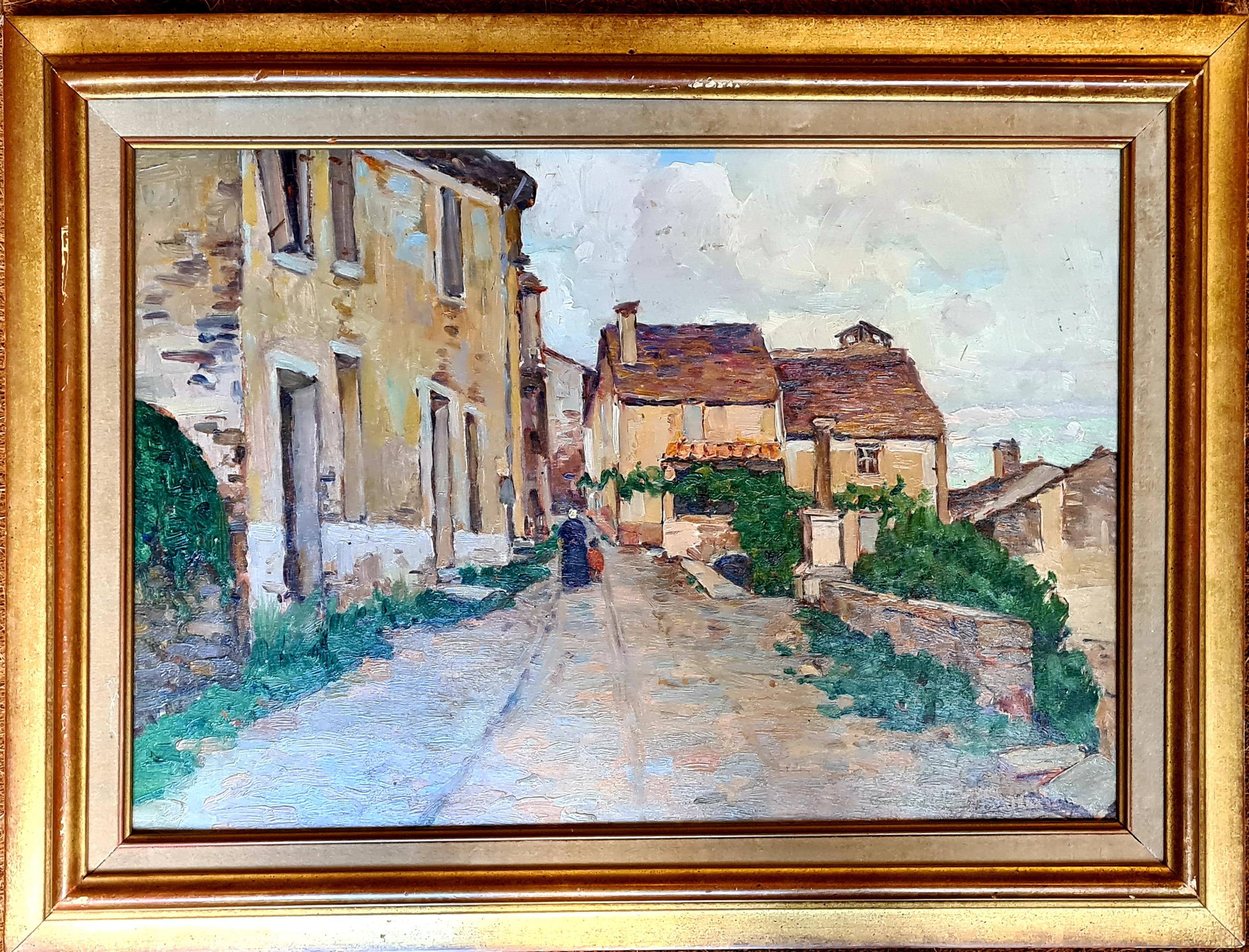 Huile sur panneau impressionniste française, « Villecelle Pres de Lamalou », sud de la France. en vente 6