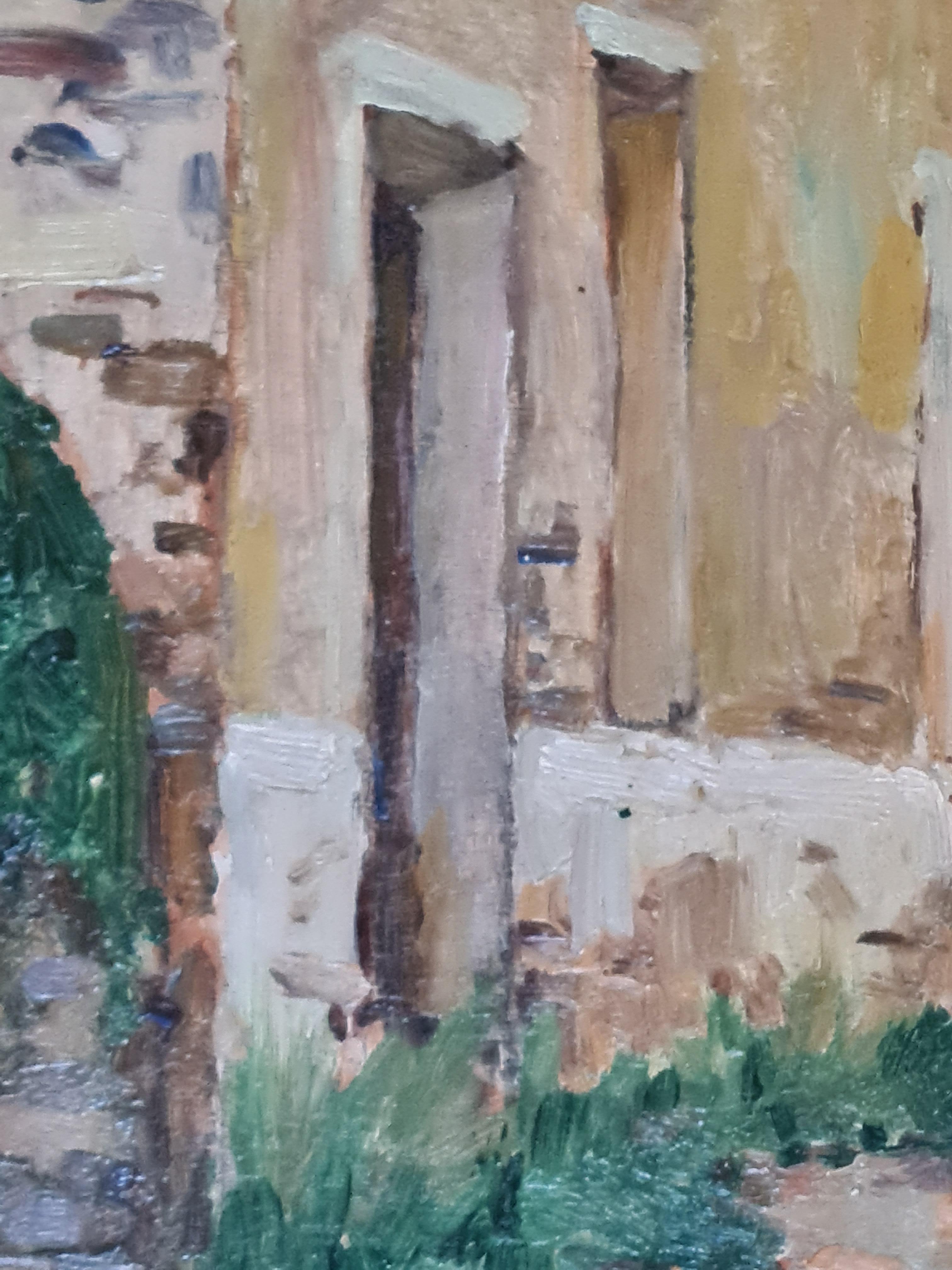 Huile sur panneau impressionniste française, « Villecelle Pres de Lamalou », sud de la France. en vente 2