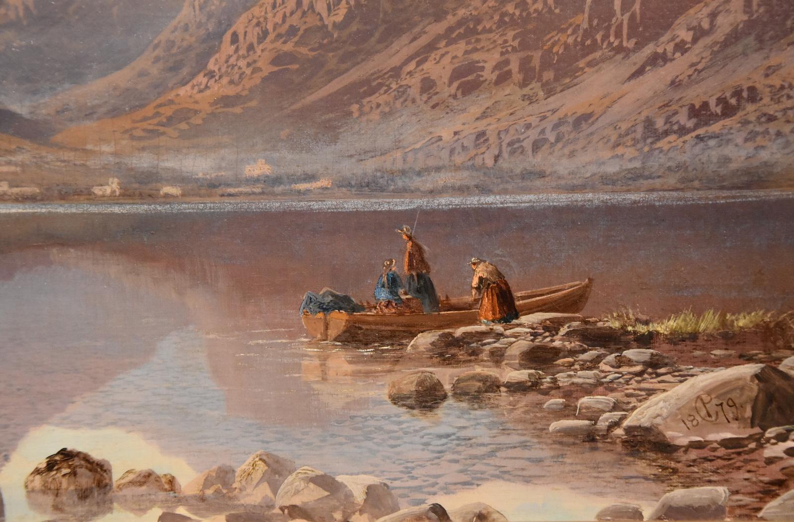 Oil Painting by Charles Pettitt “Early Morning, Coniston Lake and Mountains, North Lancashire” 1831-1885. Charles was a Birmingham painter of mountain scenes, espesically the Lake district. Son and pupil of Joseph Pettitt, he exhibited at the Royal