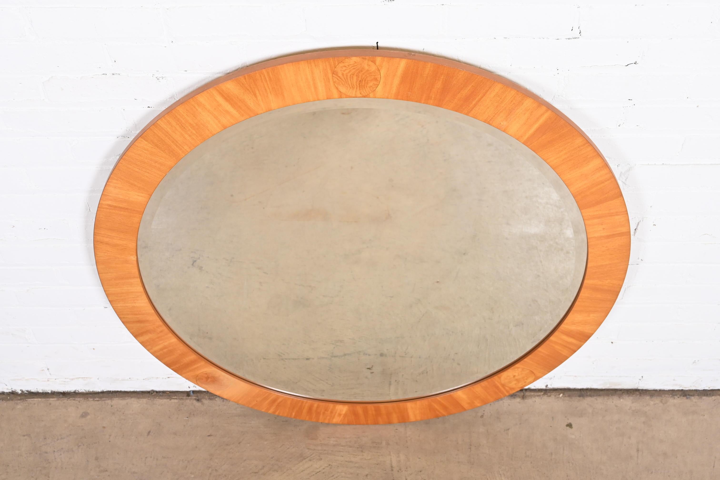 Charles Pfister for Baker Art Deco Primavera and Burl Large Round Wall Mirror 3