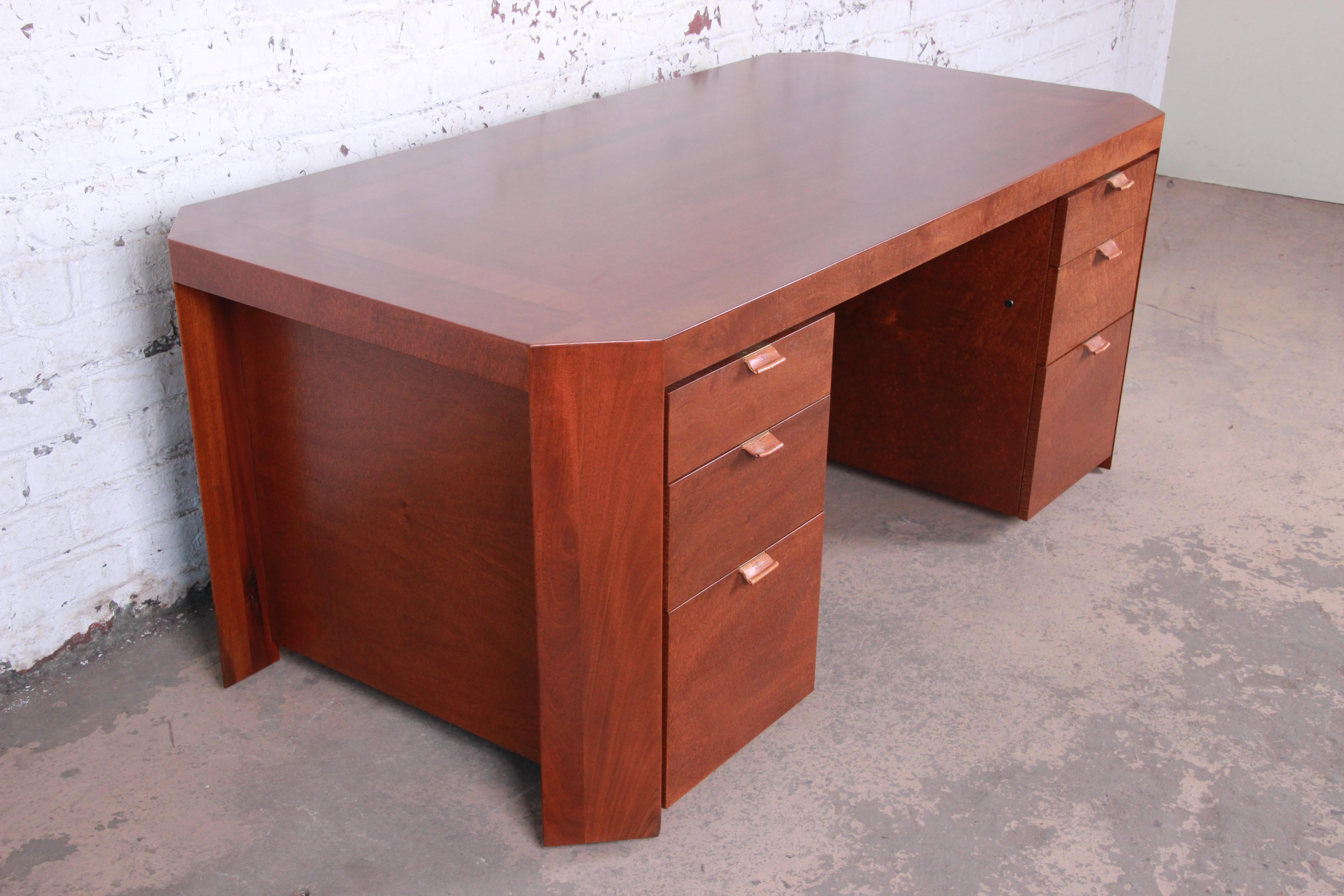 Late 20th Century Charles Pfister for Baker Art Deco Primavera Executive Desk, Newly Refinished