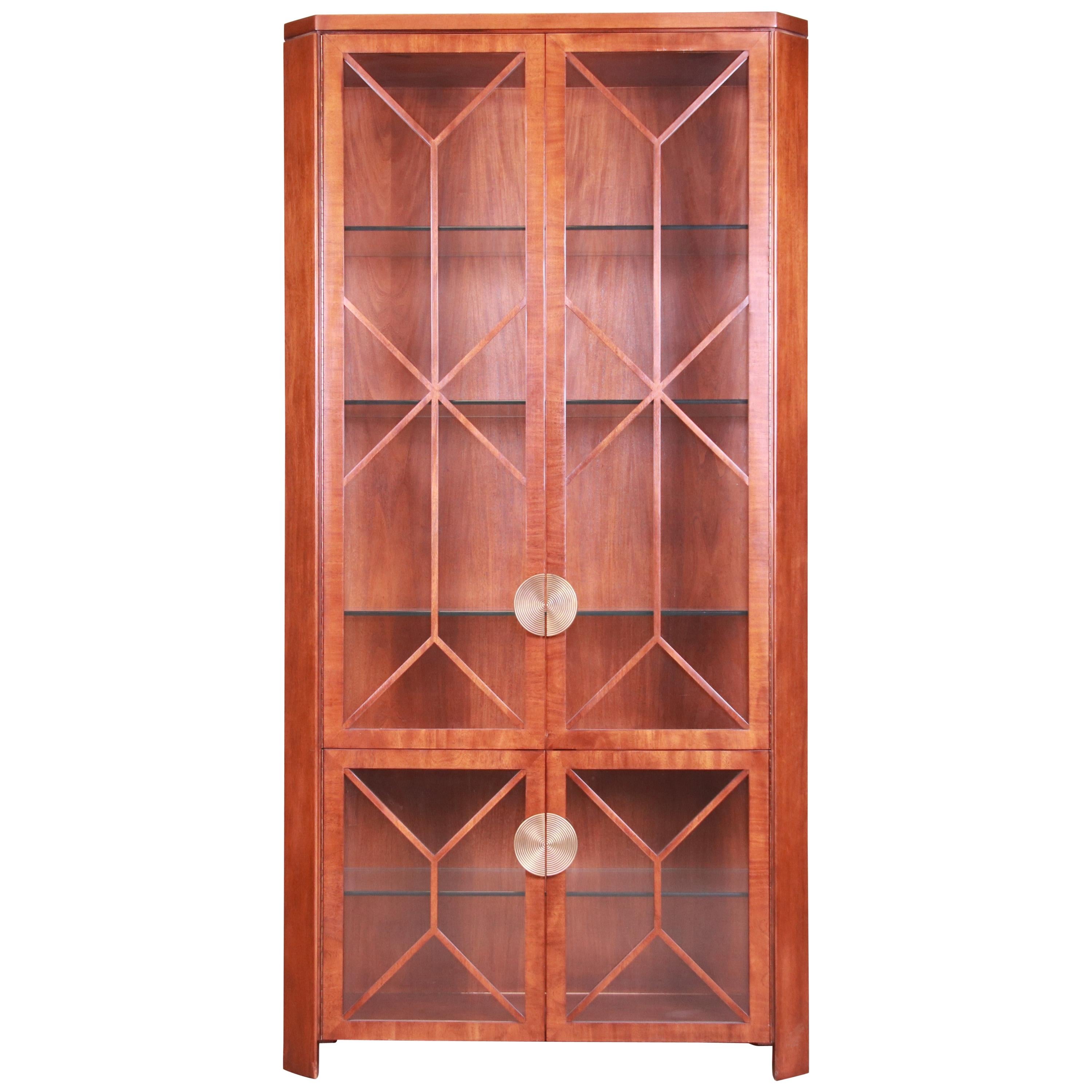 Charles Pfister for Baker Modern Art Deco Mahogany Display Cabinet or Bookcase