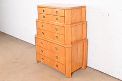 Charles Pfister for Baker Modern Art Deco Triple Chest-on-chest Highboy Dresser