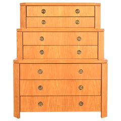Charles Pfister for Baker Modern Art Deco Triple Chest-on-chest Highboy Dresser
