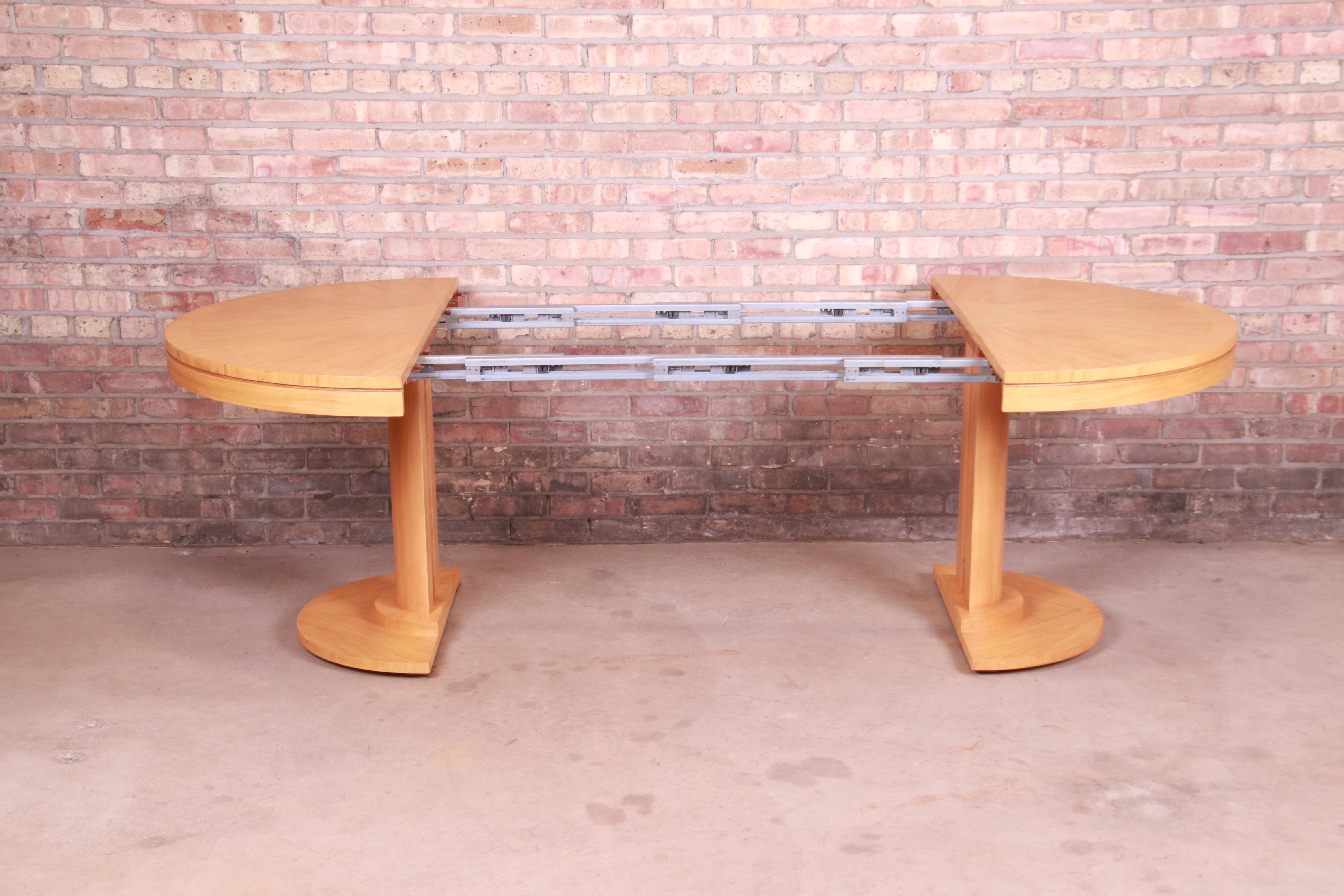Charles Pfister for Baker Primavera Pedestal Extension Dining Table, Refinished 2