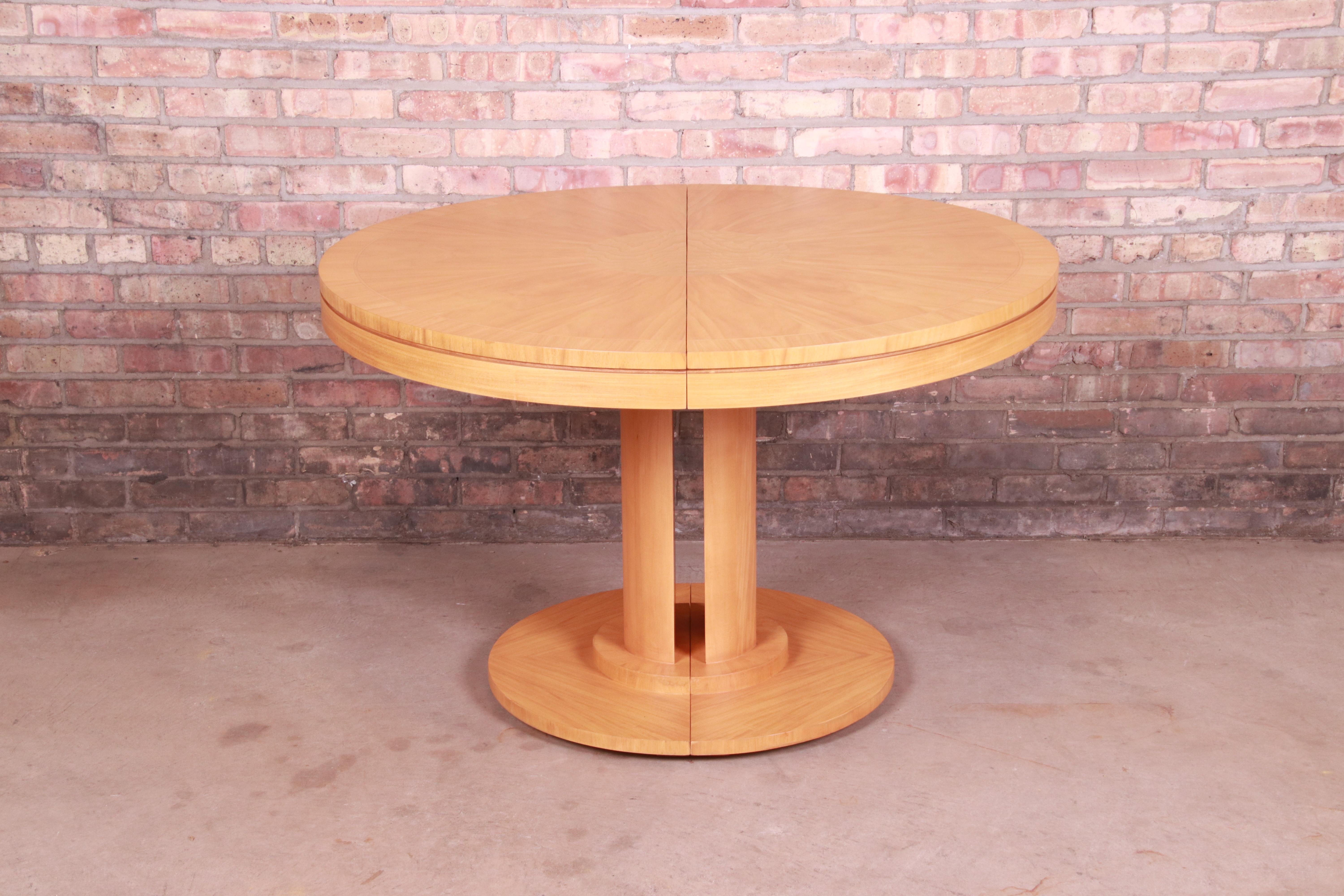 Charles Pfister for Baker Primavera Pedestal Extension Dining Table, Refinished 3