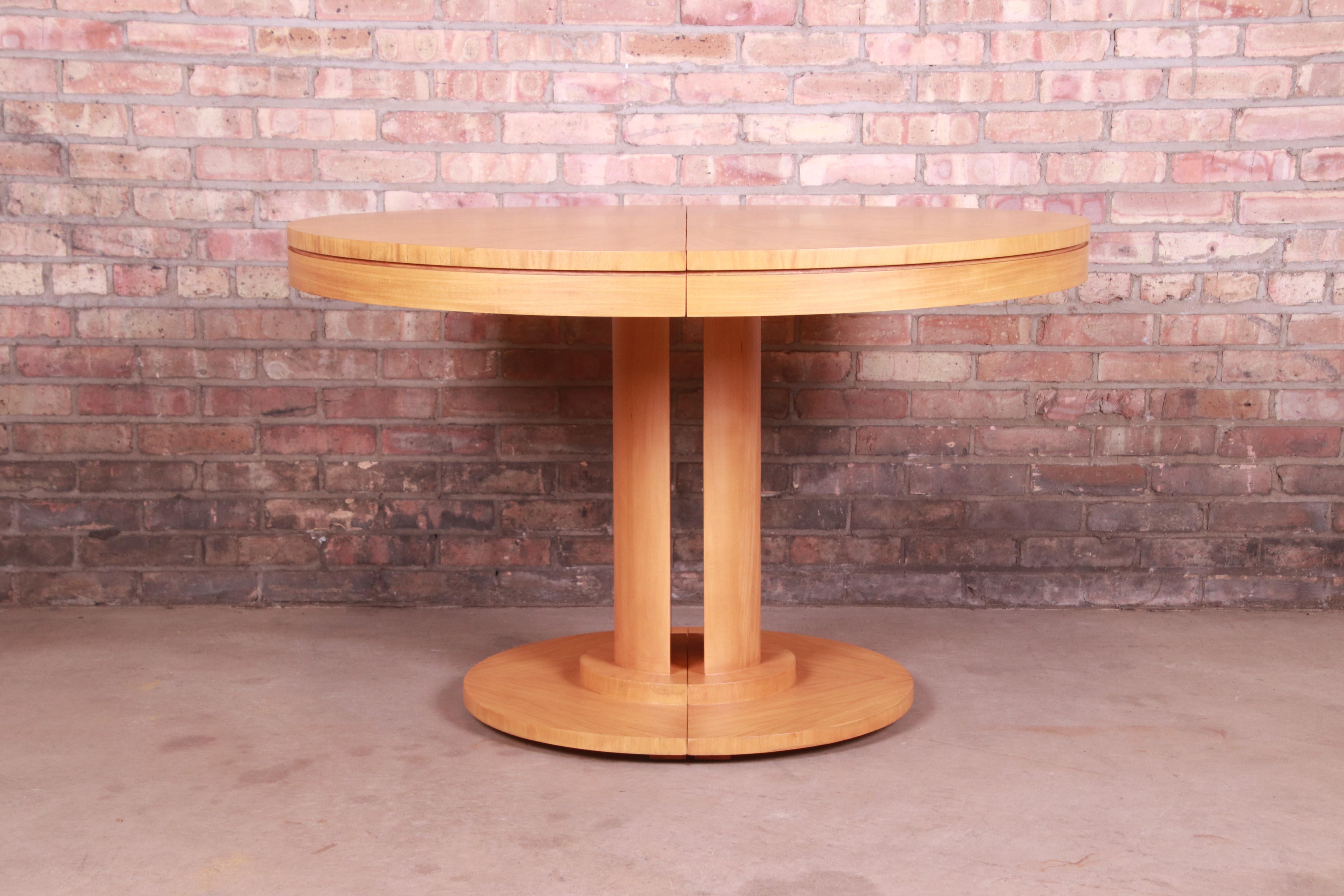Charles Pfister for Baker Primavera Pedestal Extension Dining Table, Refinished 4