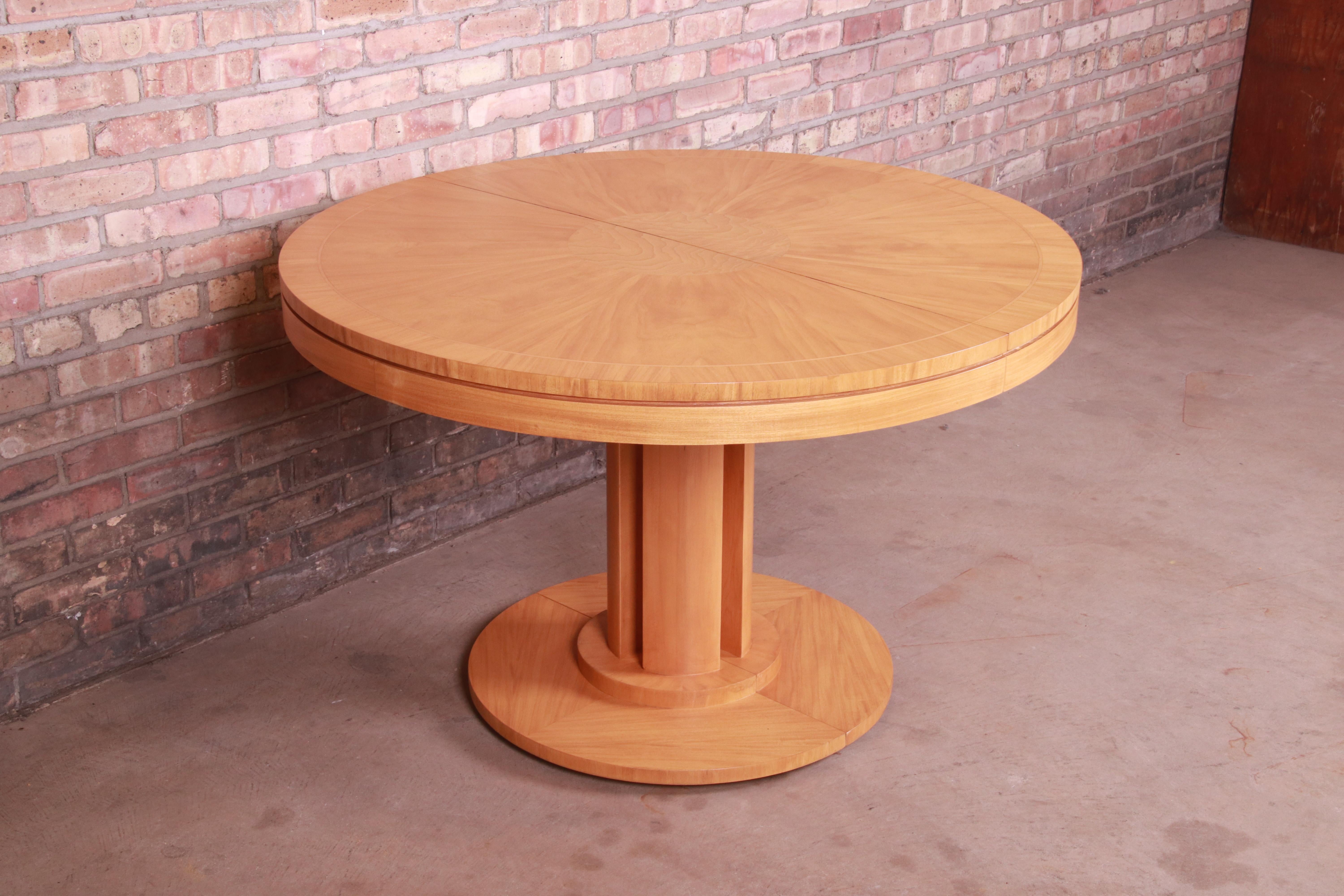 Charles Pfister for Baker Primavera Pedestal Extension Dining Table, Refinished 7