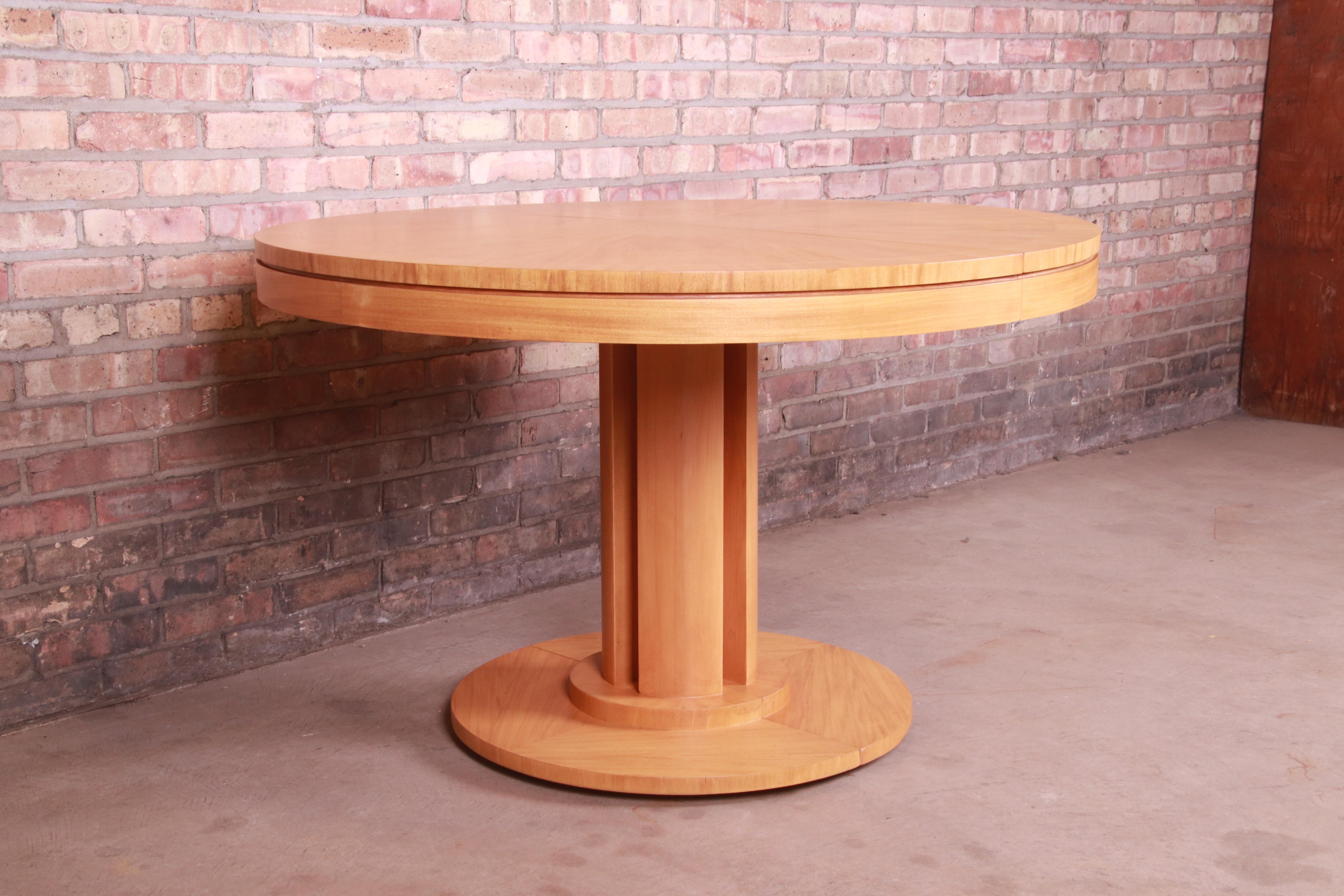 Charles Pfister for Baker Primavera Pedestal Extension Dining Table, Refinished 8