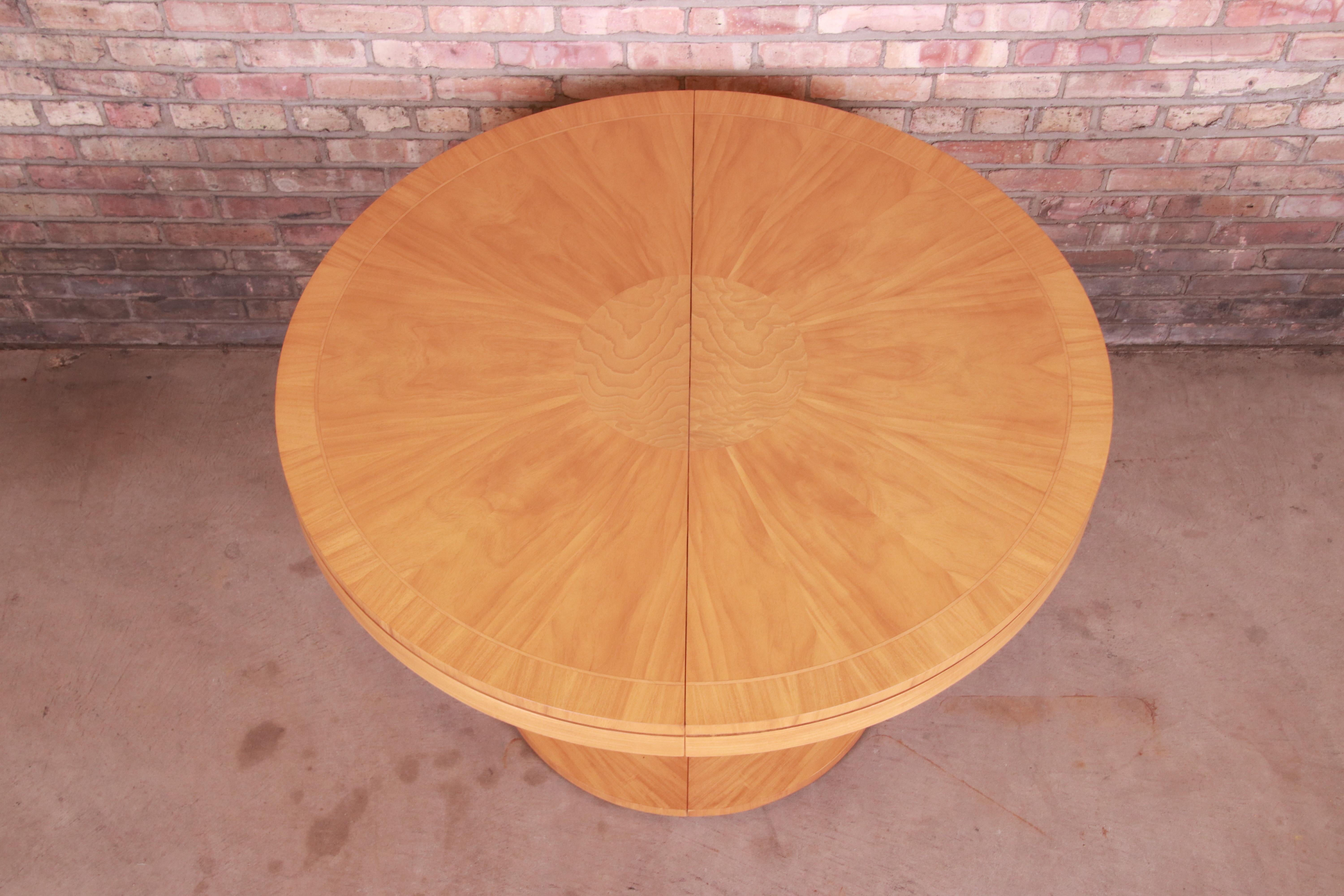 Charles Pfister for Baker Primavera Pedestal Extension Dining Table, Refinished 9