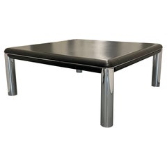 Charles Pfister for Knoll Leather and Chrome Coffee Table, 1970s
