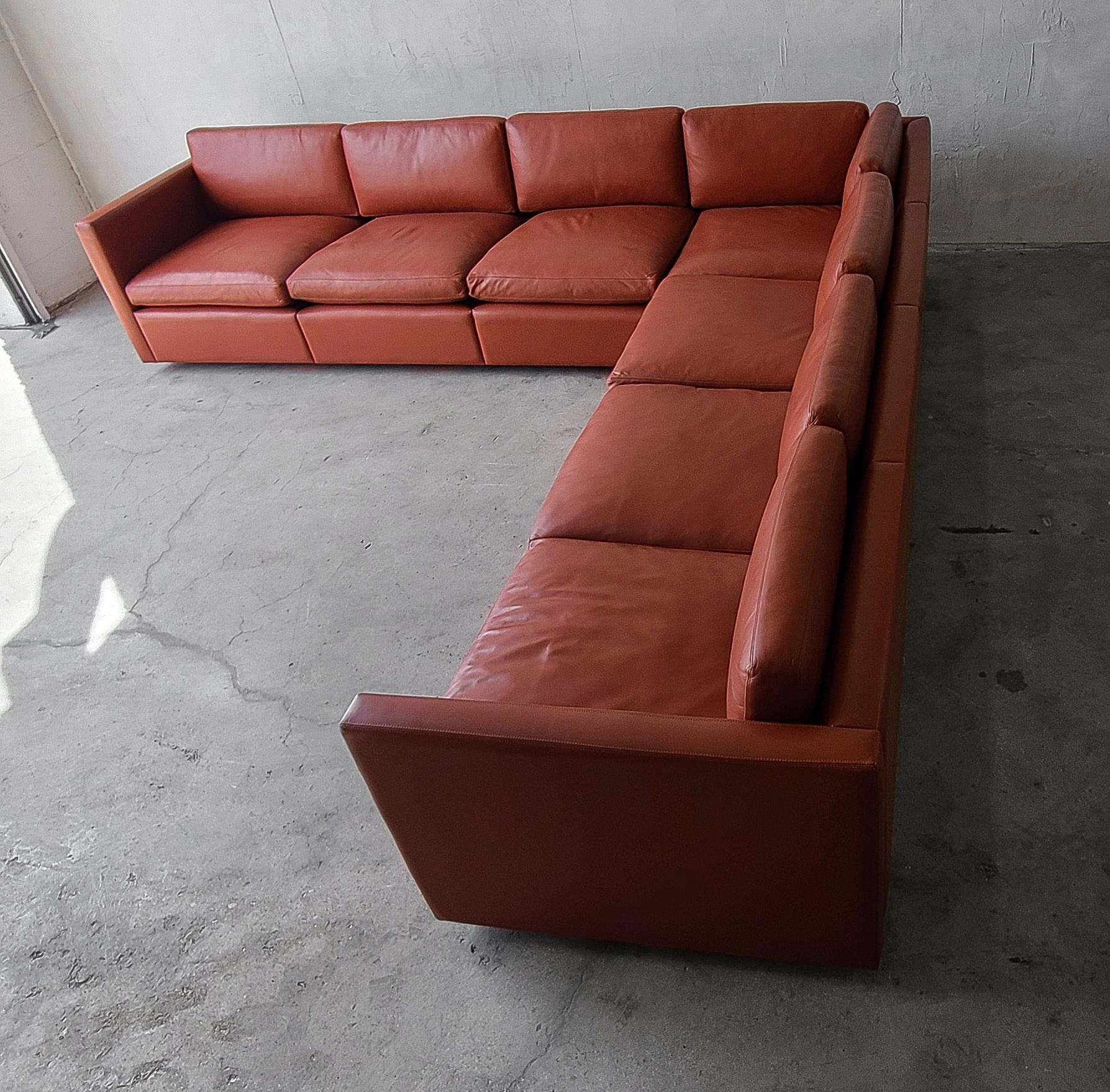 20th Century Charles Pfister for Knoll Leather Sectional Sofa