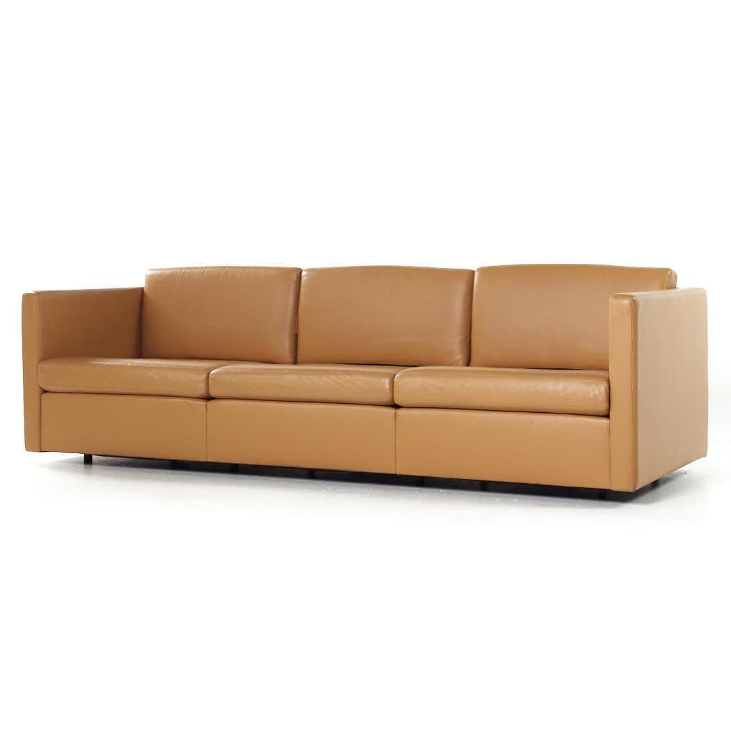 Mid-Century Modern Charles Pfister for Knoll Mid Century Leather Sofa For Sale