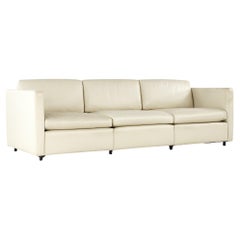 Charles Pfister for Knoll Mid-Century White Leather Sofa