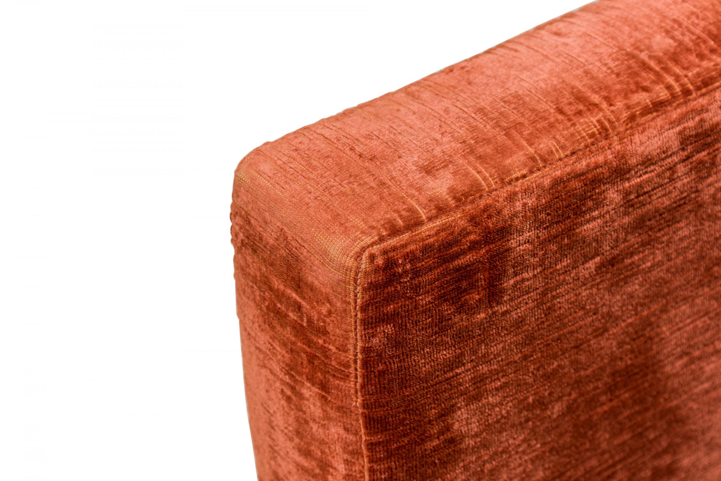 Upholstery Charles Pfister for Knoll 'Tuxedo' Crushed Orange Velvet Lounge / Armchair For Sale