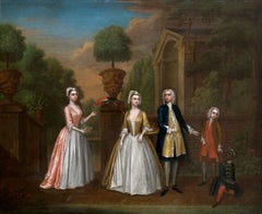 A group portrait of the Southwell family with a Negro Page and Macaw