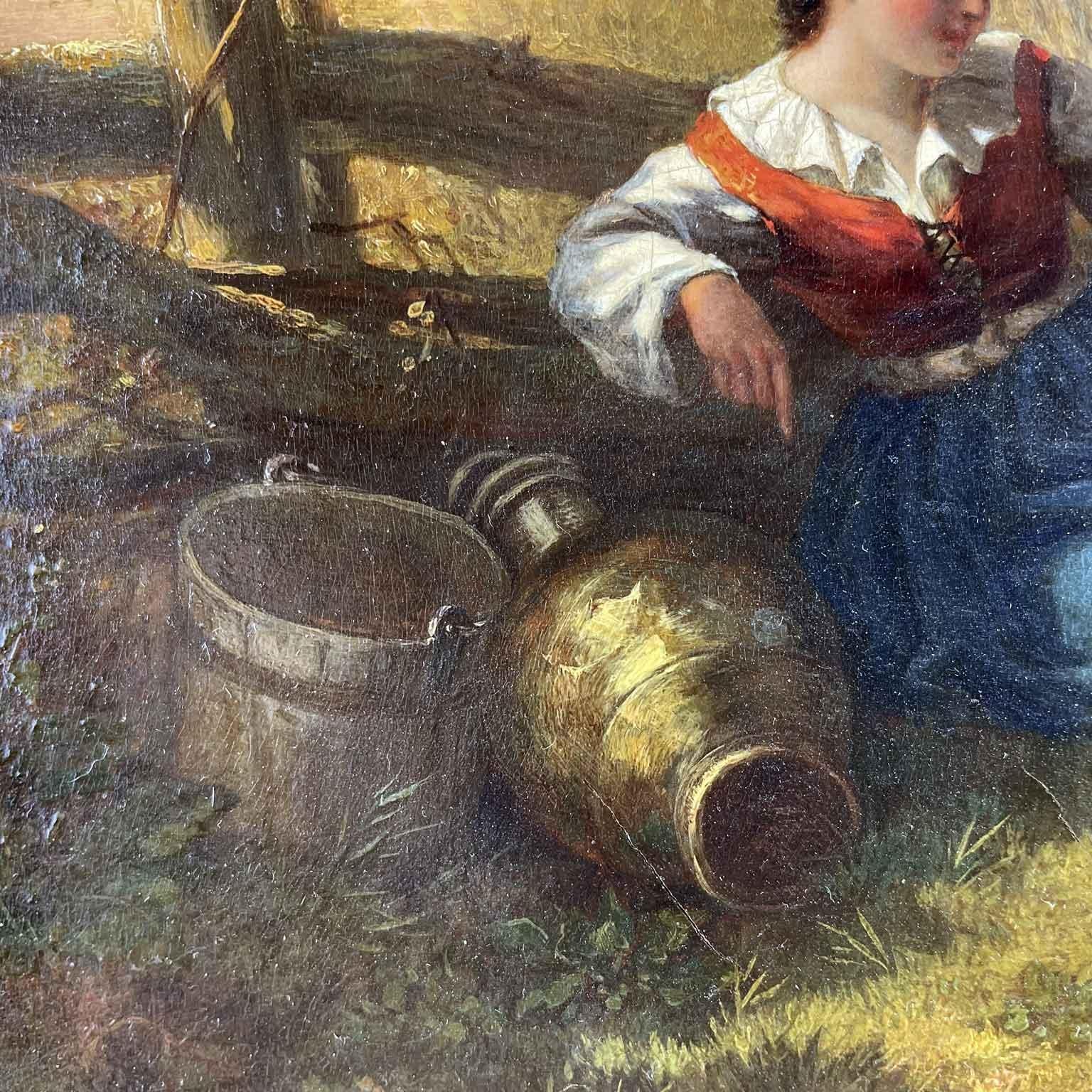 Paesaggio Antico Fiammingo con Scena Pastorale e Animali Tschaggeny 1849 en venta 6