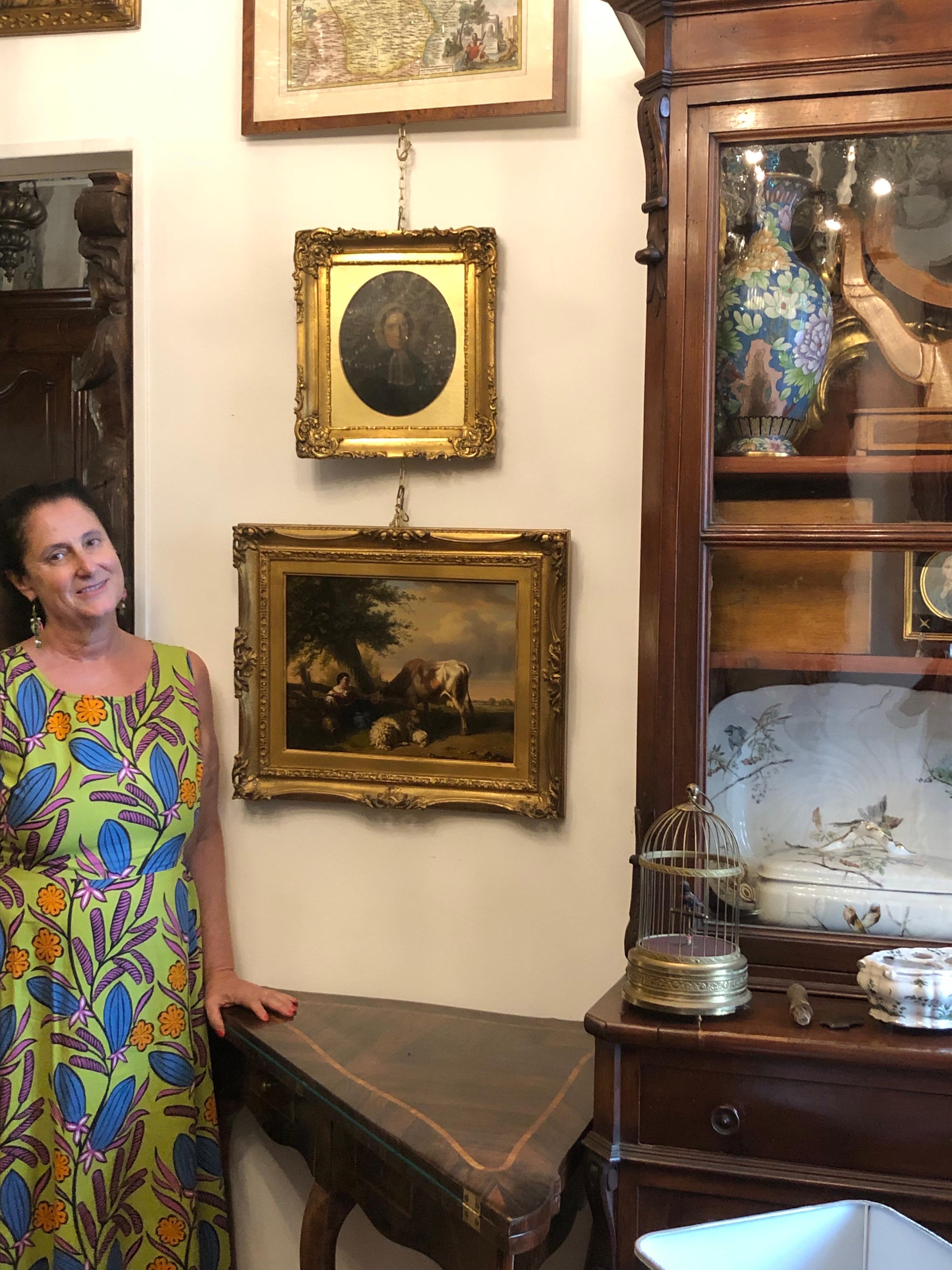 Paesaggio Antico Fiammingo con Scena Pastorale e Animali Tschaggeny 1849 en venta 10