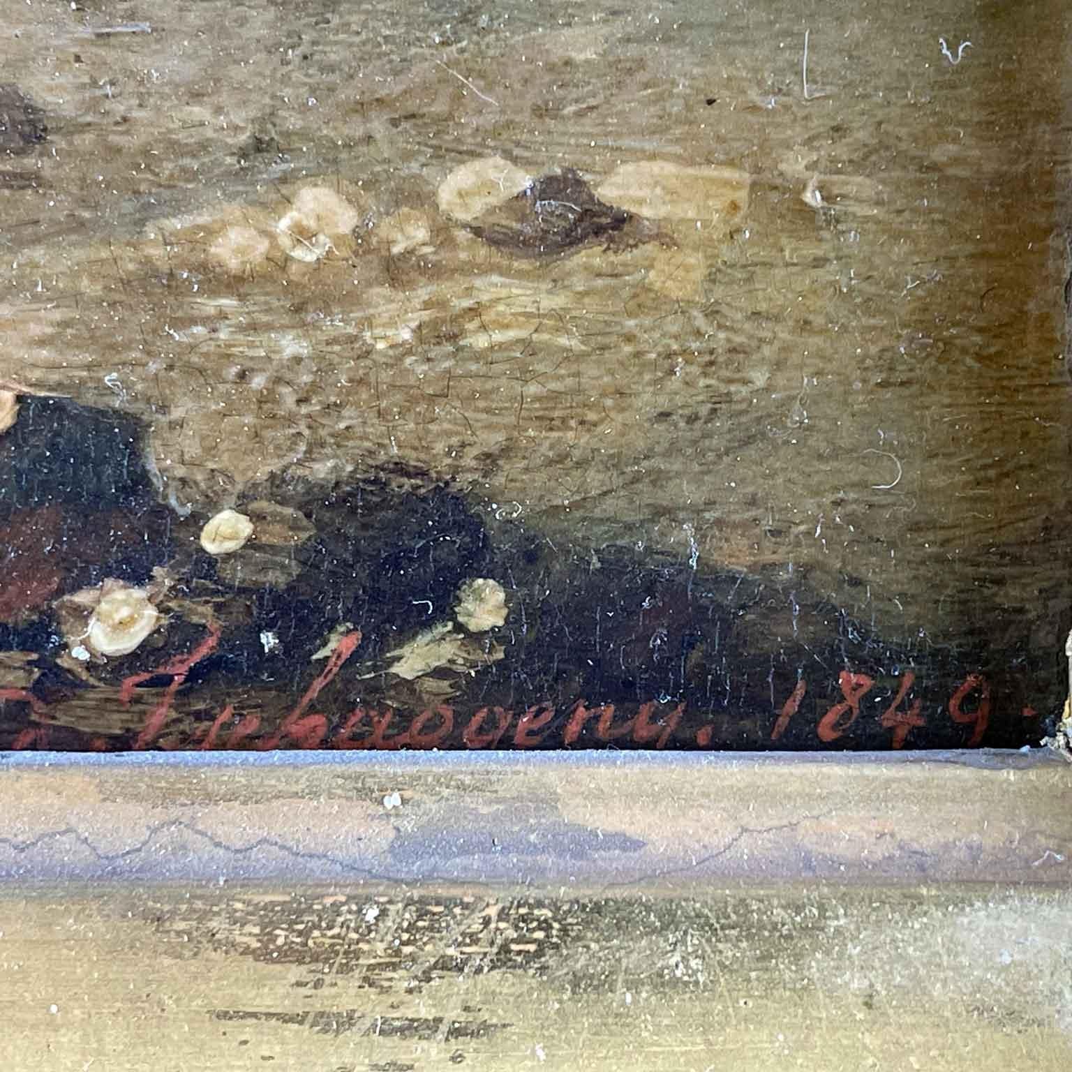 Paesaggio Antico Fiammingo con Scena Pastorale e Animali Tschaggeny 1849 en venta 4