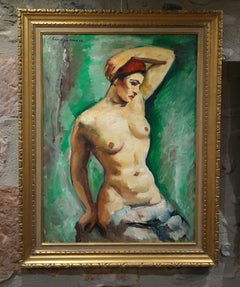 Charles PICART LE DOUX, Modelo sobre fondo verde, óleo sobre isorel, 1949
