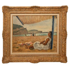 Charles Picart le Doux - French Oil on Canvas Post Impressionist Portrait Painting Beach Sea Scene Spain French Oil on Canvas Post Impressionist Portrait Painting Beach Sea Scene Spain