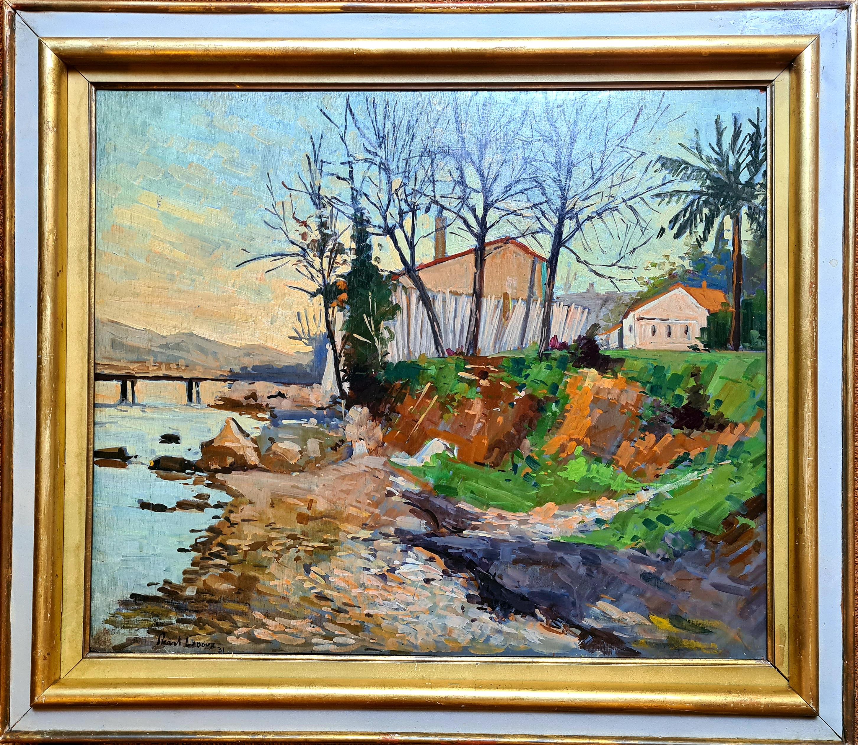 Charles Picart le Doux Landscape Painting - French Post Impressionist Landscape, The River Bank