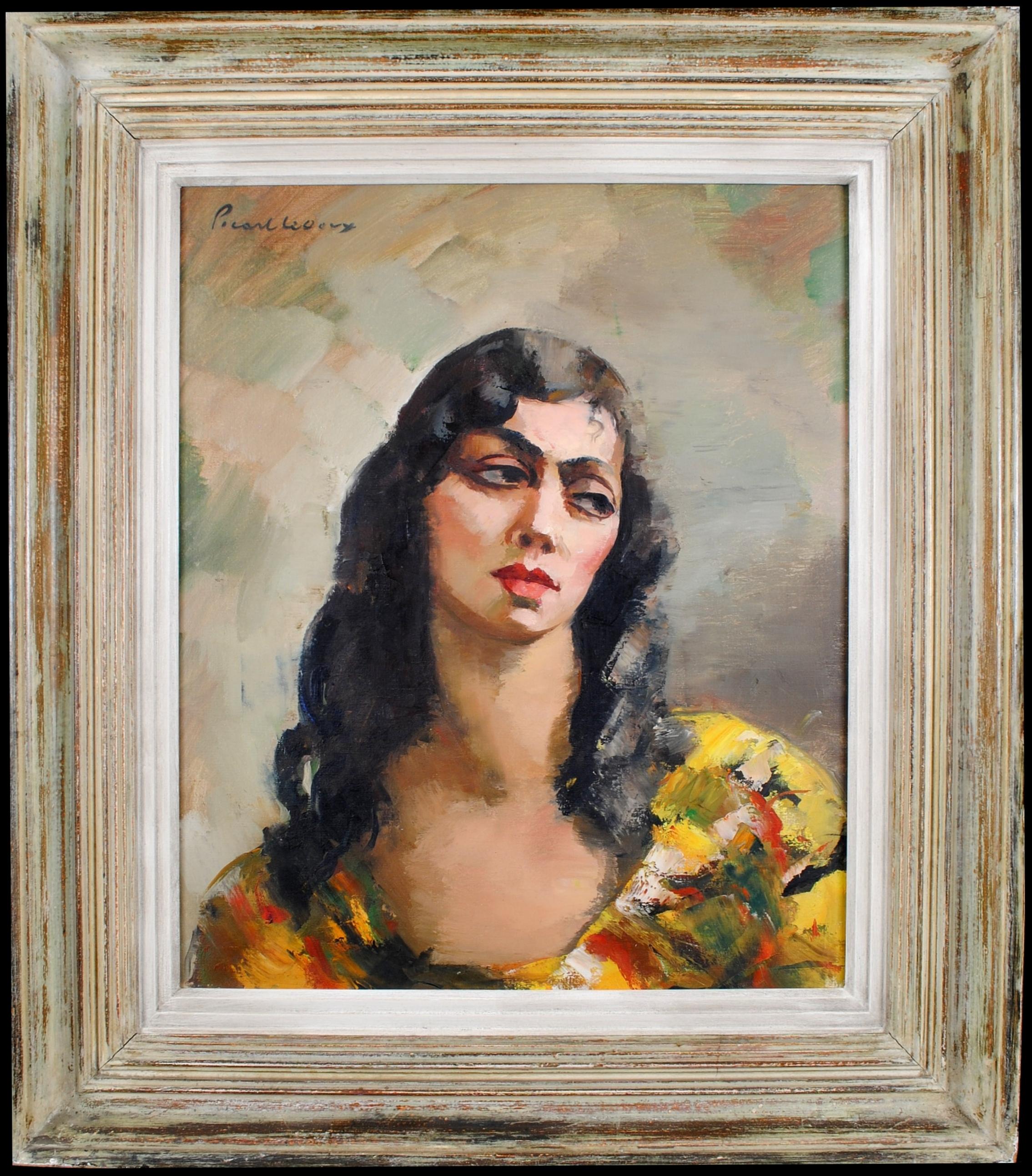 Charles Picart le Doux Portrait Painting - Portrait of a Young Lady - Large Antique French Post Impressionist Oil Painting