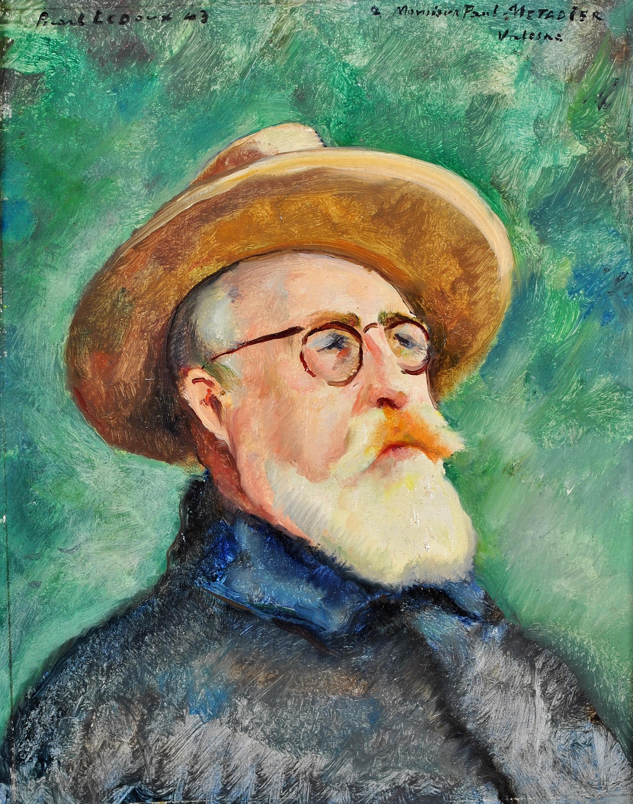 Self Portrait - Peinture impressionniste française du milieu du 20e siècle - Huile sur panneau - Painting de Charles Picart le Doux