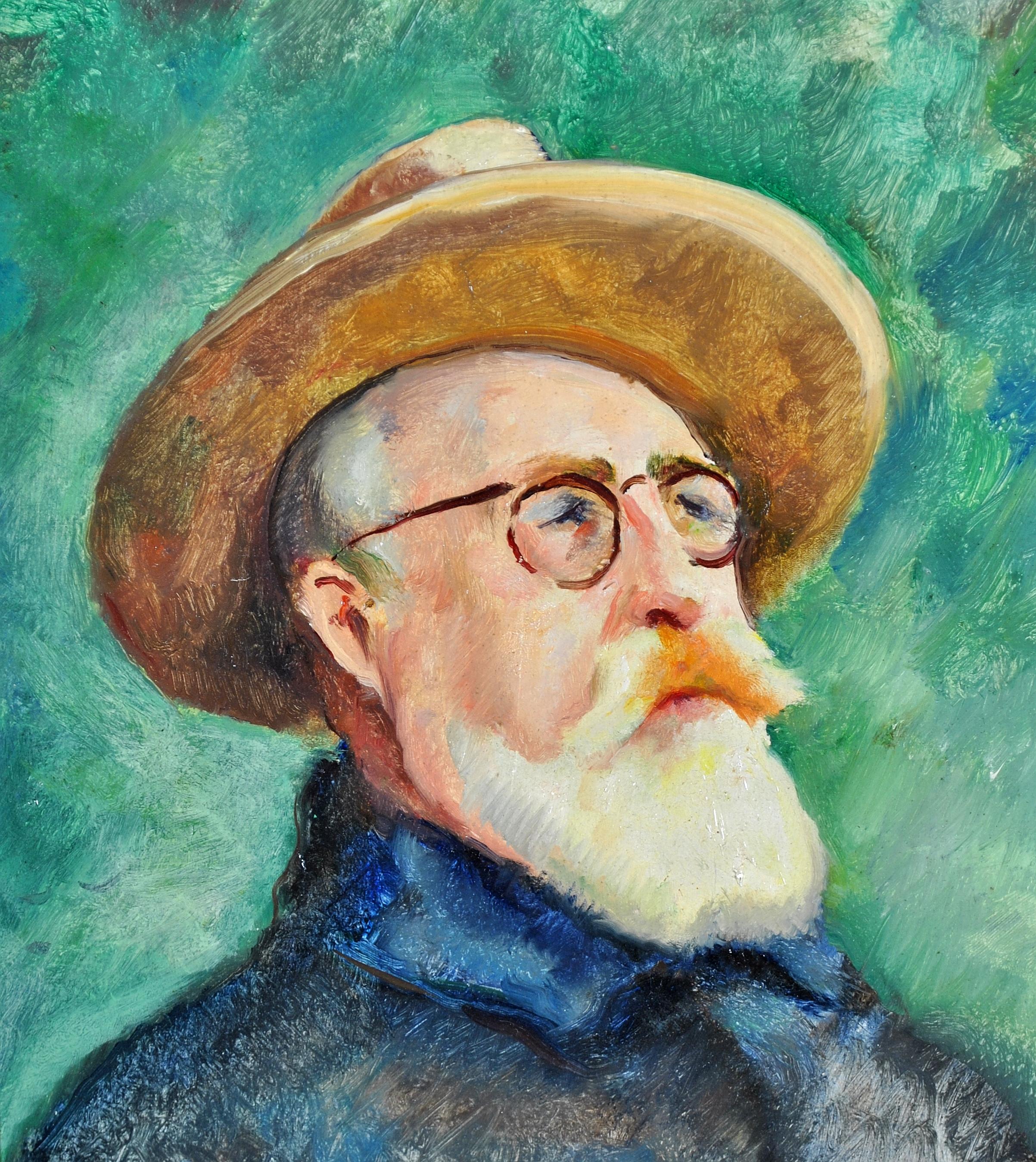 Self Portrait - Peinture impressionniste française du milieu du 20e siècle - Huile sur panneau - Impressionnisme Painting par Charles Picart le Doux