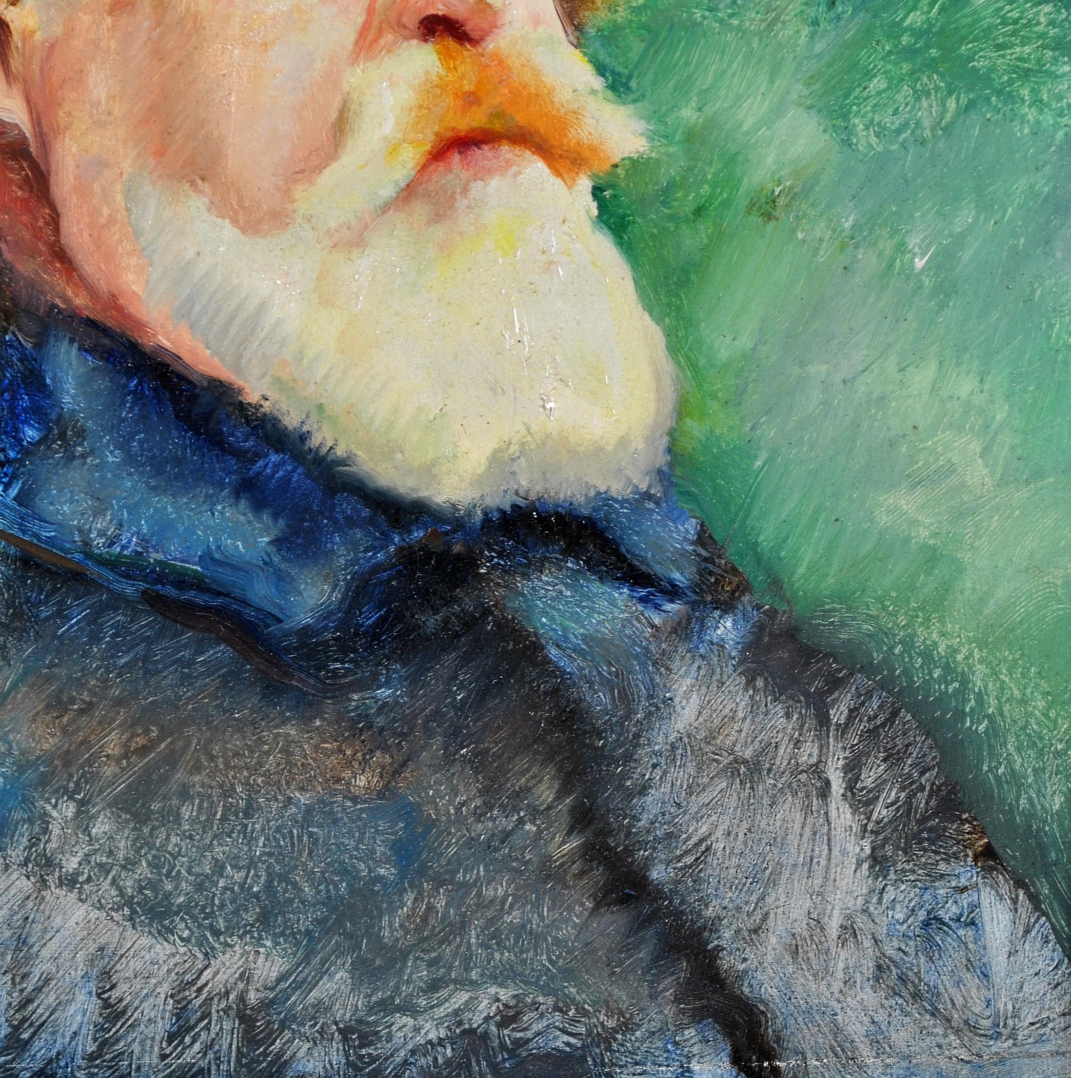 Self Portrait - Peinture impressionniste française du milieu du 20e siècle - Huile sur panneau en vente 4