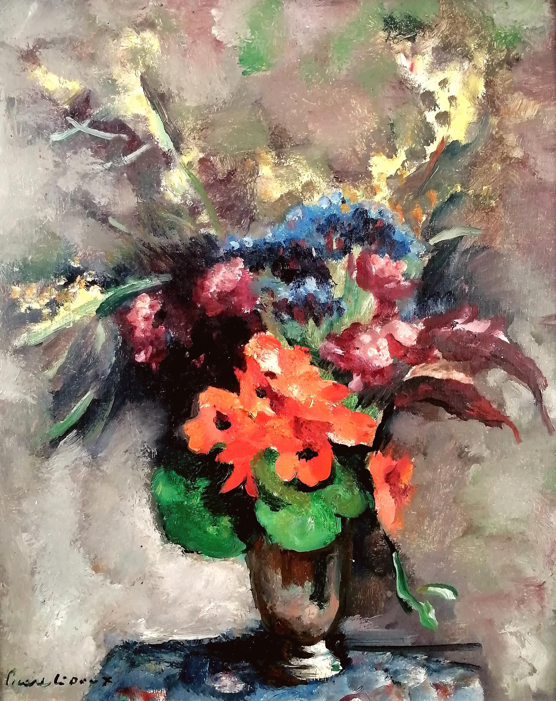 Nature morte - Début du 20e siècle, peinture de fleurs post-impressionniste belge - Painting de Charles Picart le Doux