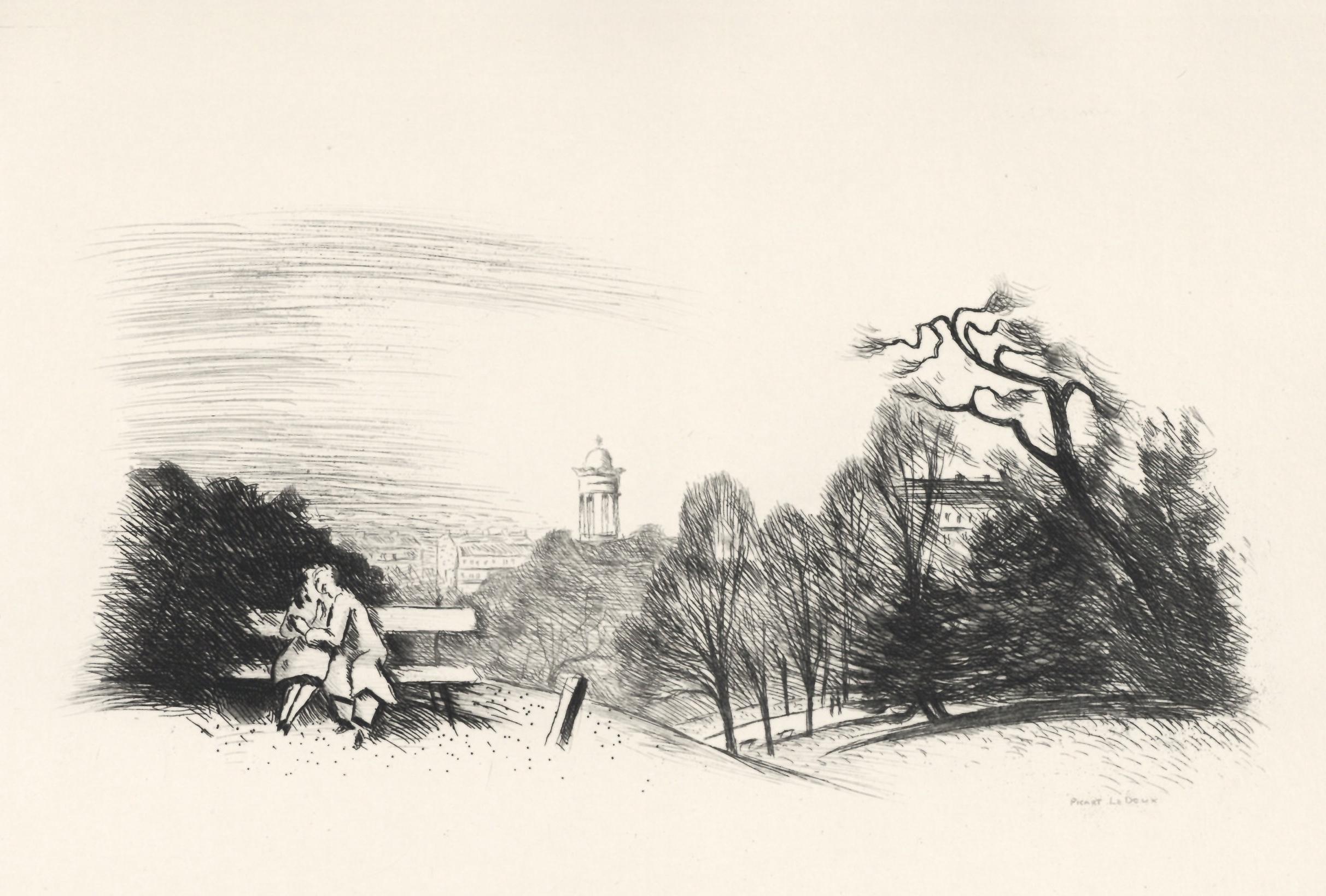 "Belleville-Menilmontant" original etching - Print by Charles Picart le Doux
