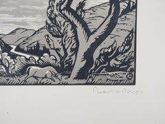 The Old Trees (Art Deco) - Original wooodcut, Handsigned