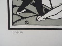 Tribute to Cezanne : The Bathers (Art Deco) - Original wooodcut