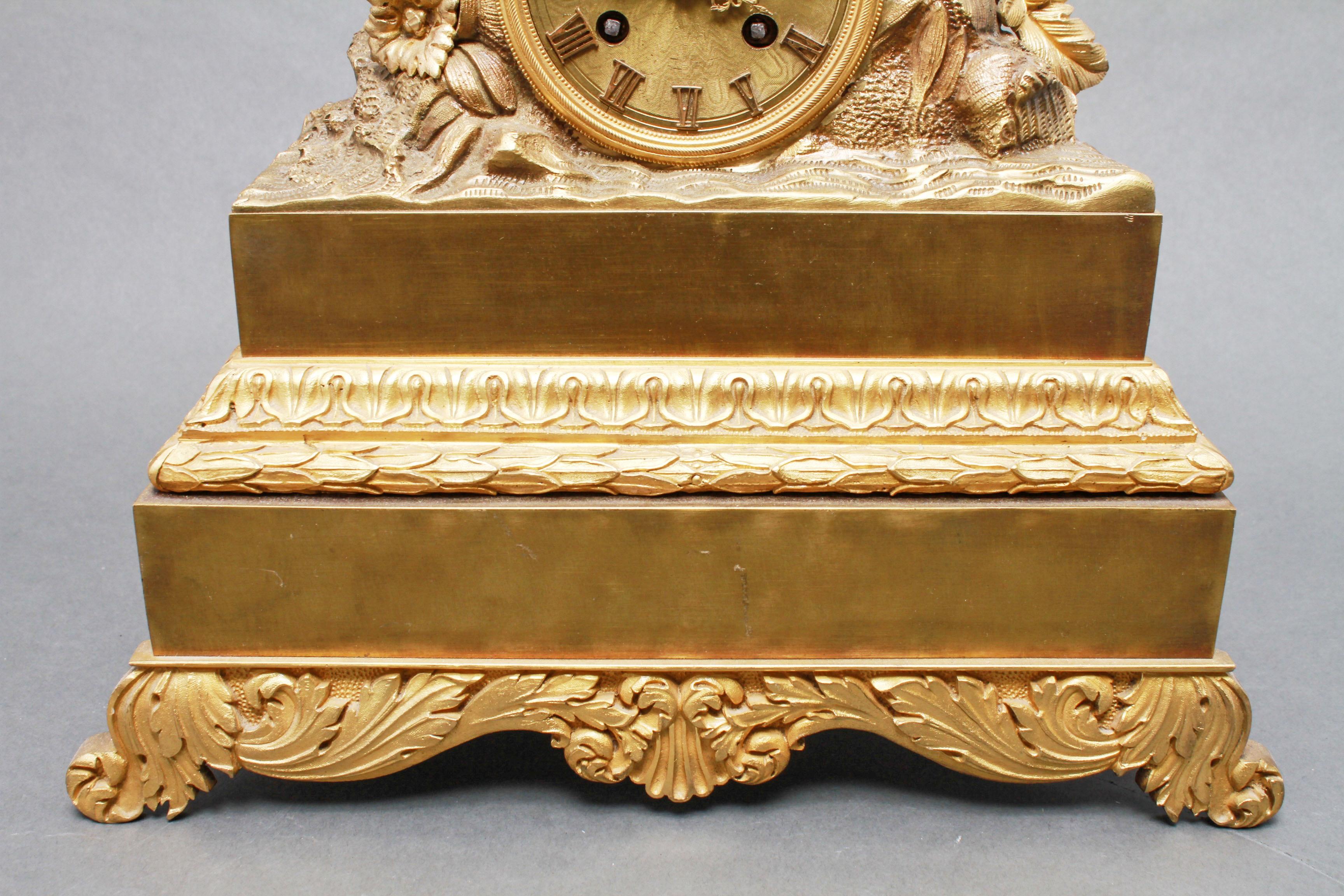 19th Century Charles Pickard French Neoclassical Revival Ormolu Gilt Bronze Mantel Clock For Sale