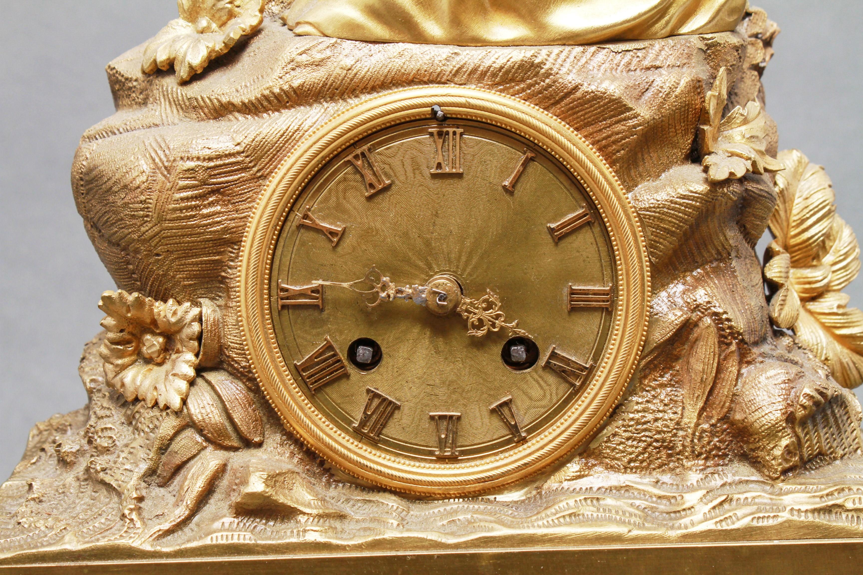 Charles Pickard French Neoclassical Revival Ormolu Gilt Bronze Mantel Clock For Sale 1