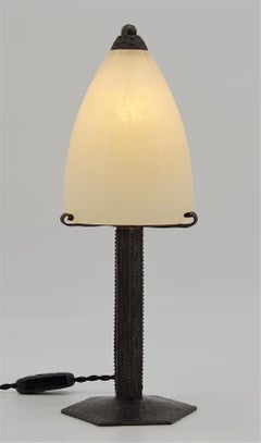 Charles Piguet French Art Deco Alabaster Table Lamp