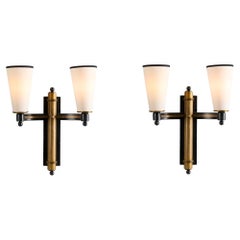 Charles Piguet, Paar Art-Déco-Wandleuchter, Frankreich, 1948