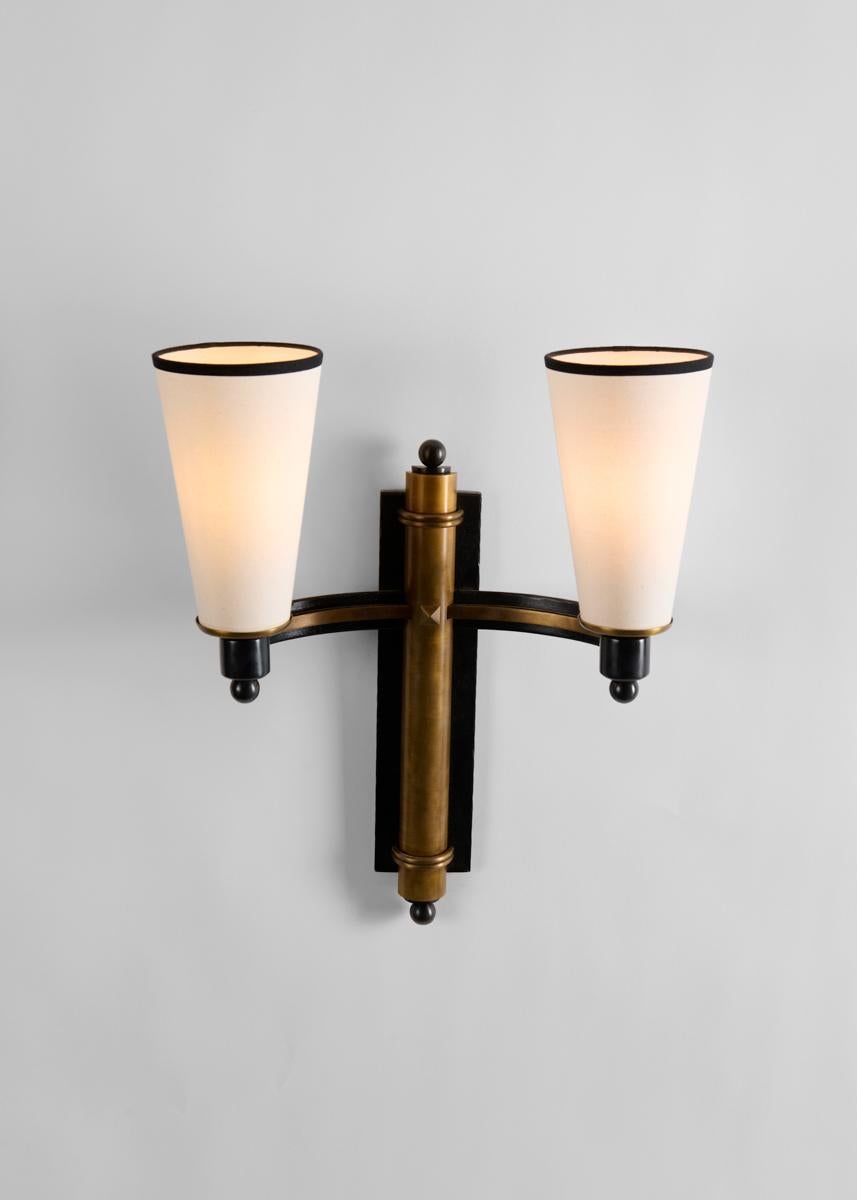 French Charles Piguet, Pair of Art Deco Wall Sconces, France, 1948 For Sale