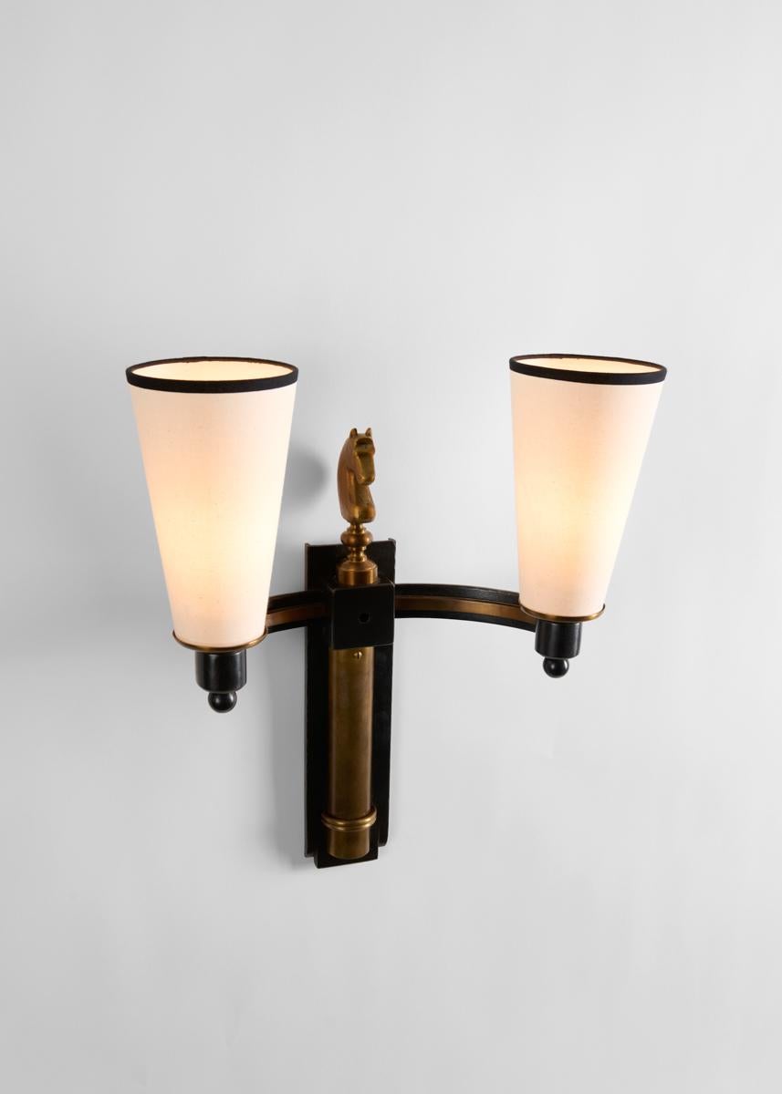 Charles Piguet, Pair of Art Deco Wall Sconces, France, 1948 In Good Condition In New York, NY