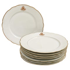 Charles Pillivuyt & Cie French Porcelain Dinner Plates, Set of 7