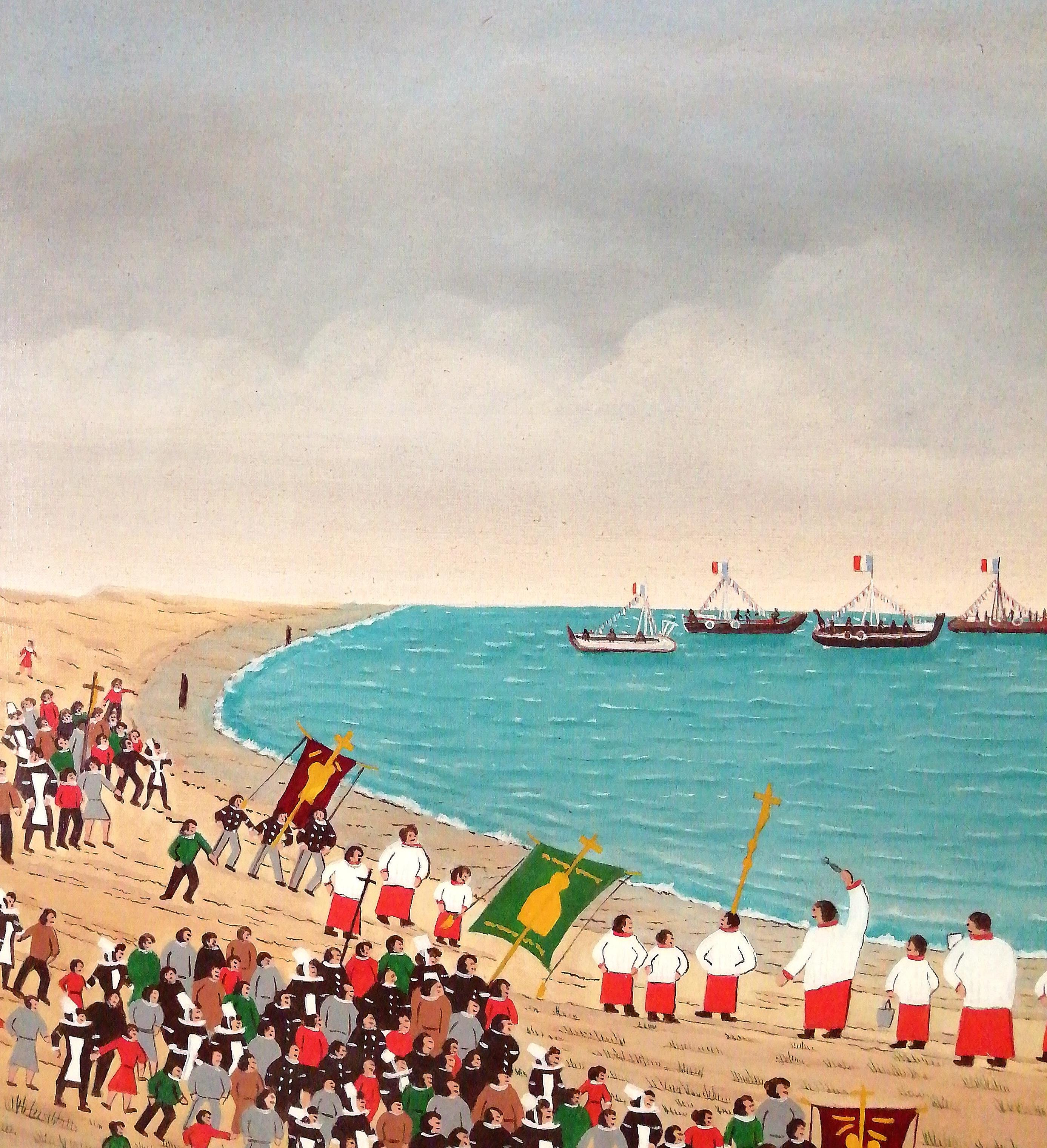 Bénédiction de la Mer - Mid Century France Brittany Coastal Landscape Painting en vente 2