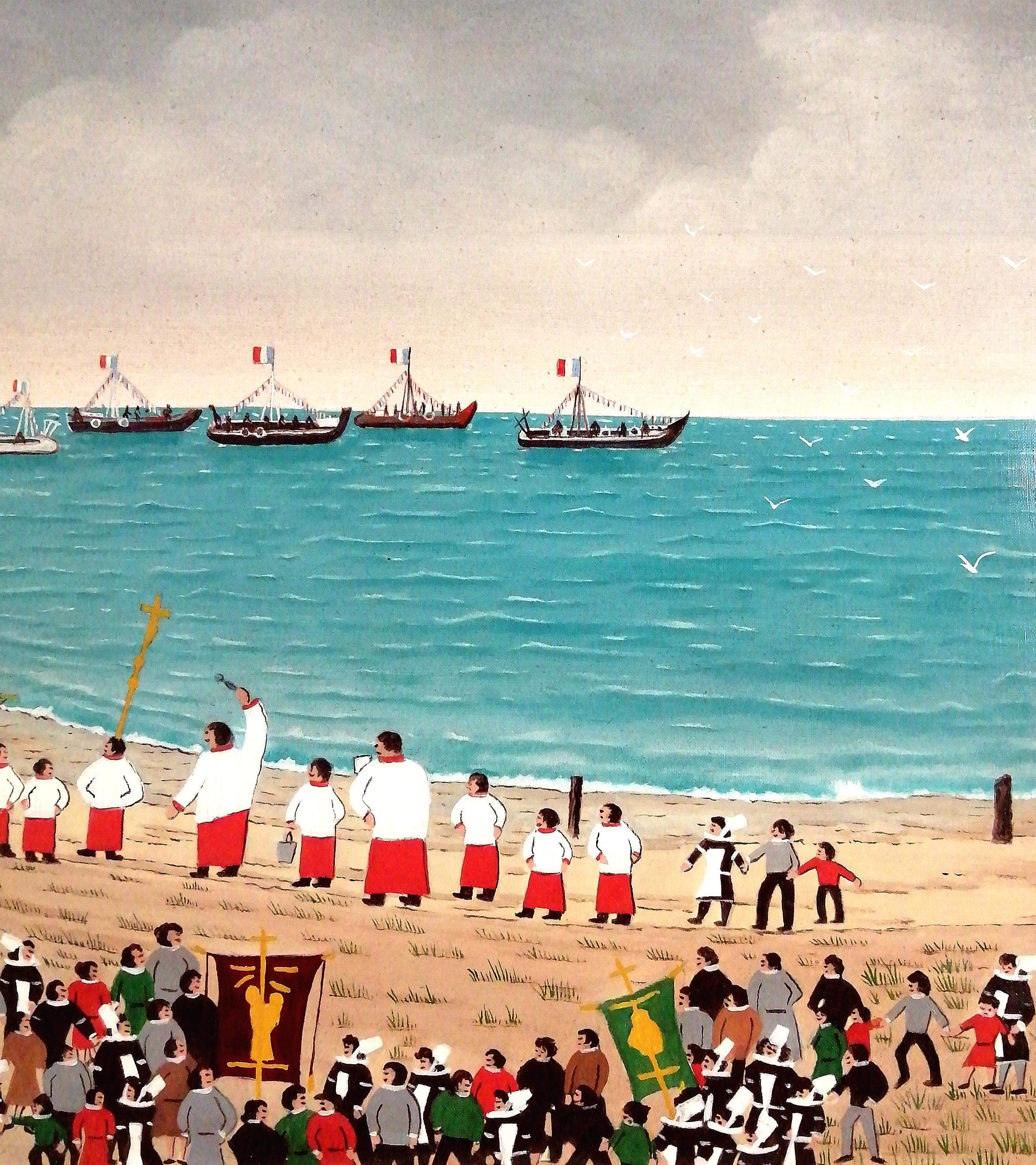 Bénédiction de la Mer - Mid Century France Brittany Coastal Landscape Painting en vente 3